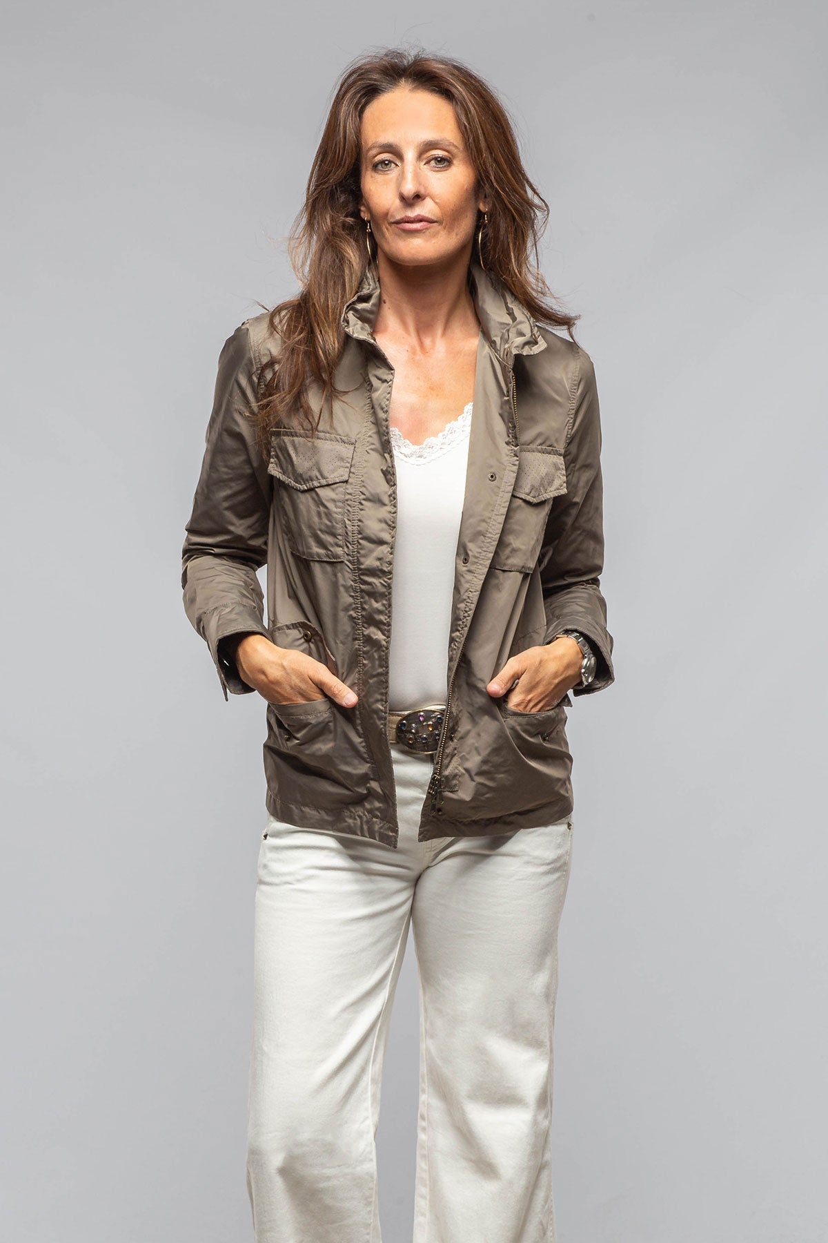 Gimo's Julie Lightweight Coat In Olive Warehouse - Ladies - Outerwear - Lightweight