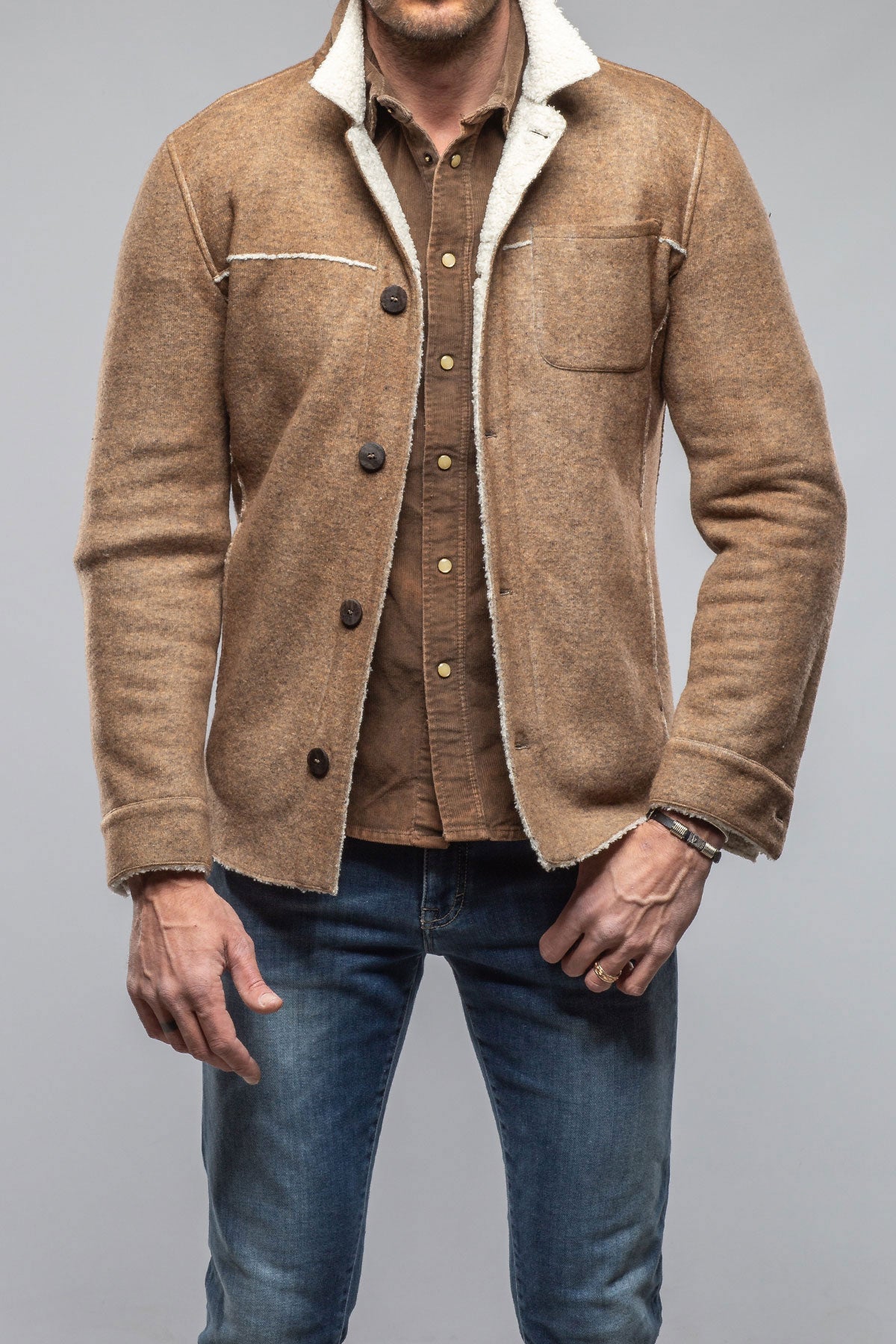 Gimo's Kalispell Sherpa Shirt Jacket In Beige Warehouse - Mens - Outerwear - Cloth
