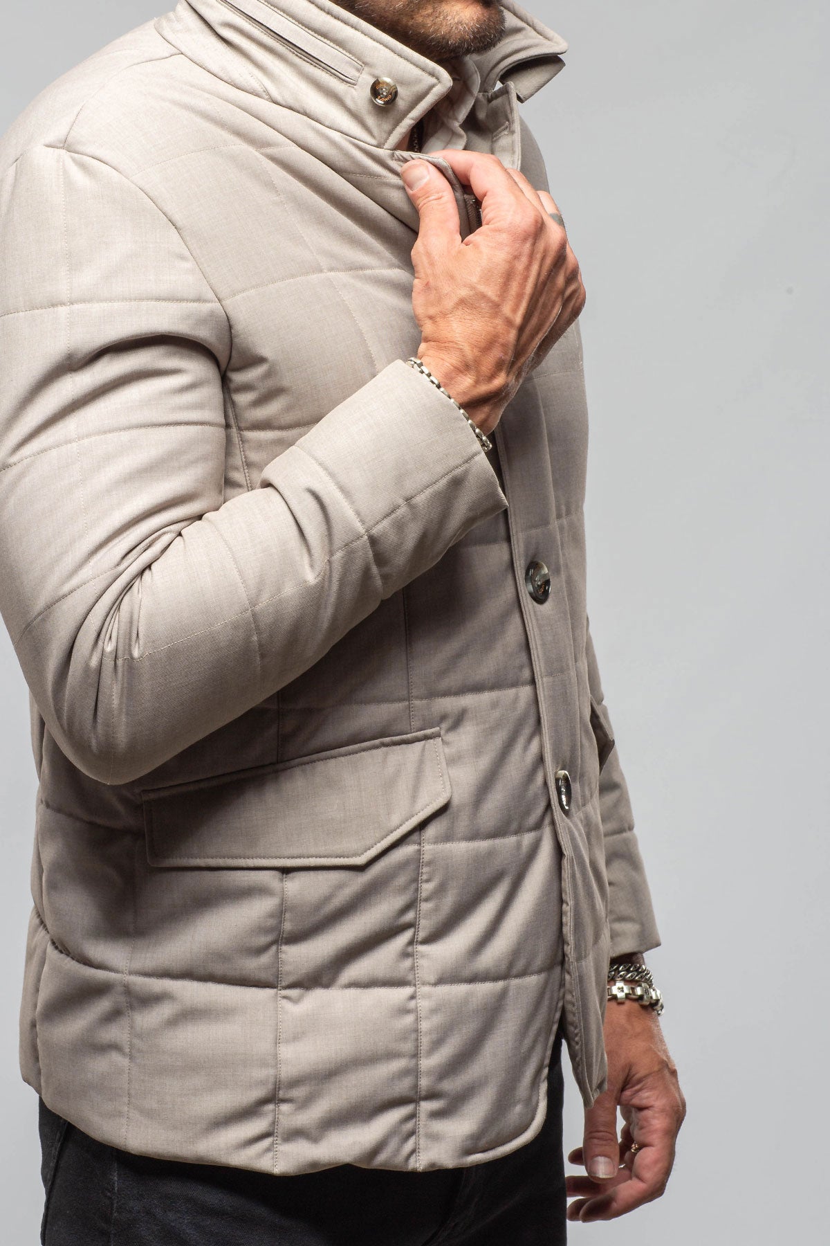 Gimo's Lexington Quilted Jacket In Grey Samples - Mens - Outerwear - Cloth