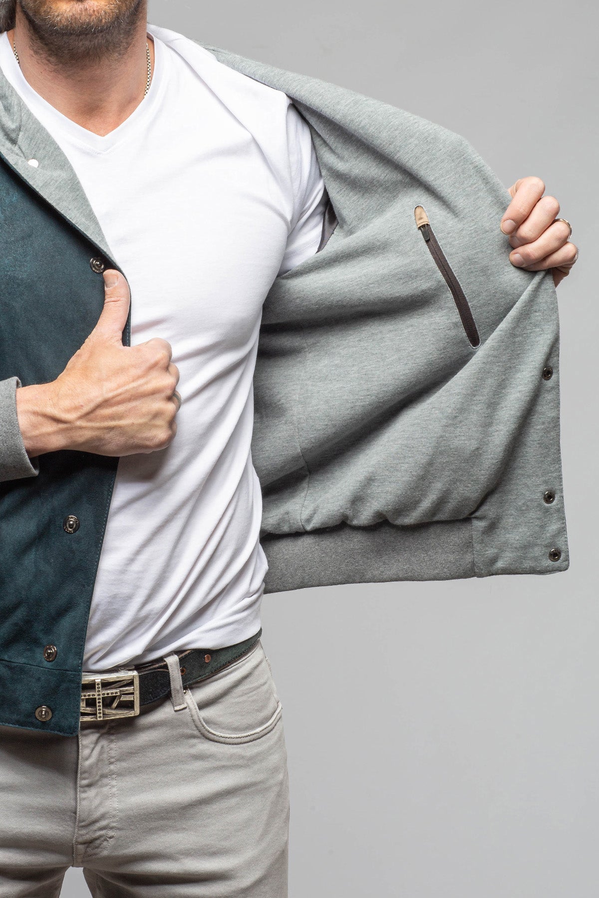 Luca Suede Hoodie | Samples - Mens - Outerwear - Leather | Gimo's