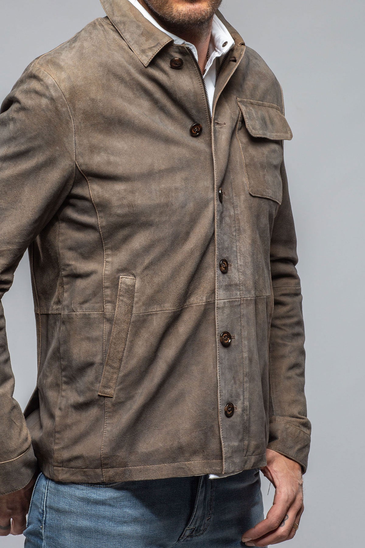 Oakley Suede Shirt Jacket In Mushroom | Mens - Outerwear - Leather | Gimo's