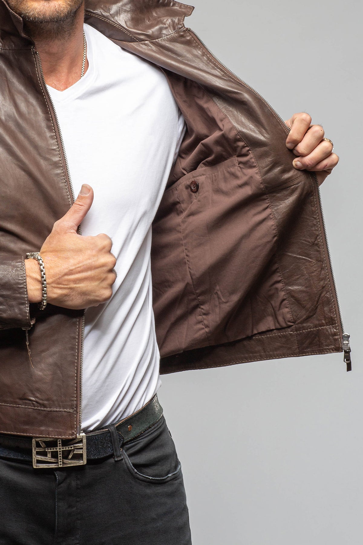 Gimo's Stefano Nappa Jacket in Chocolate Samples - Mens - Outerwear - Leather