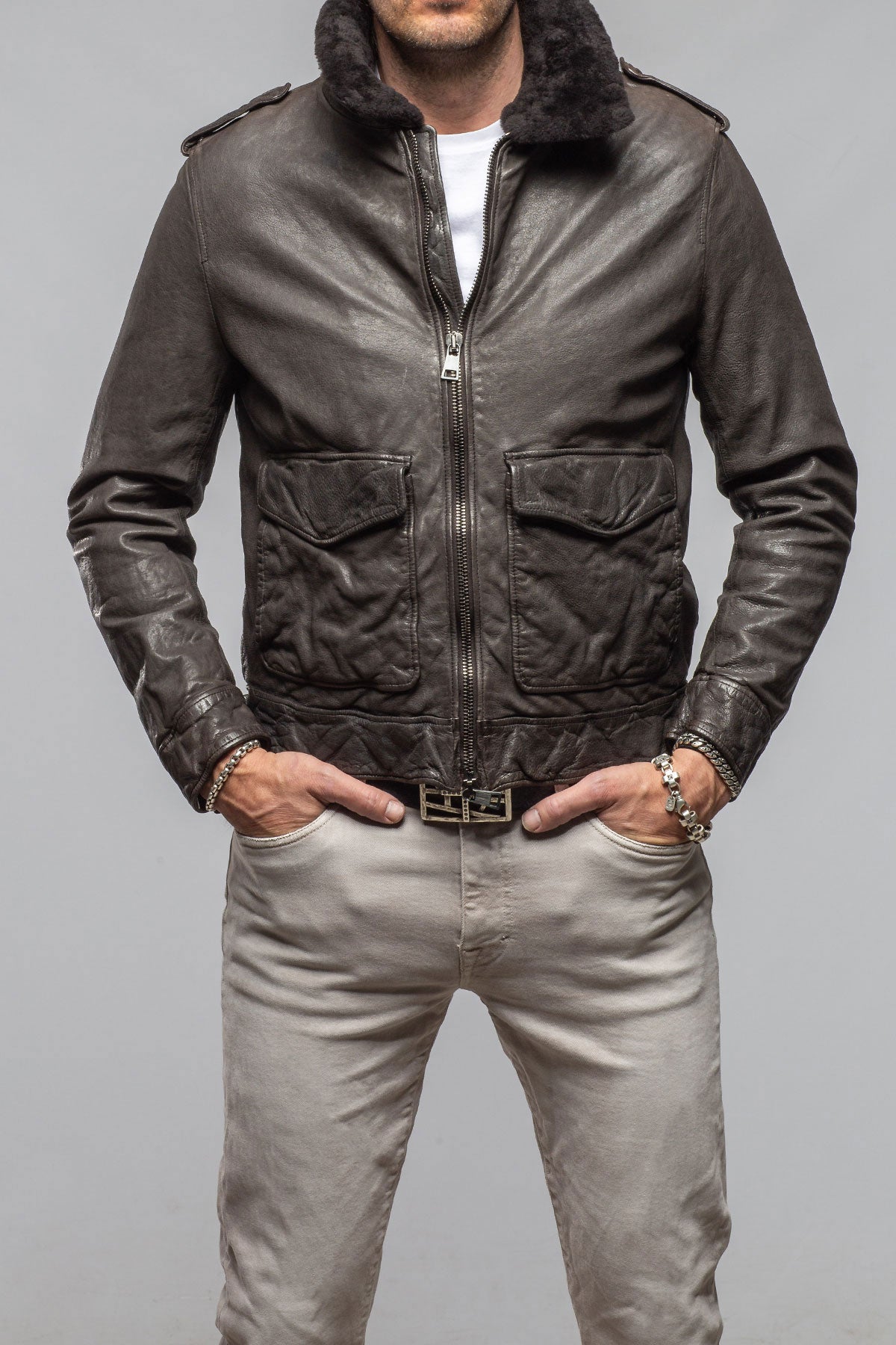 Gimo's Sylvester Nappa Bomber Samples - Mens - Outerwear - Leather