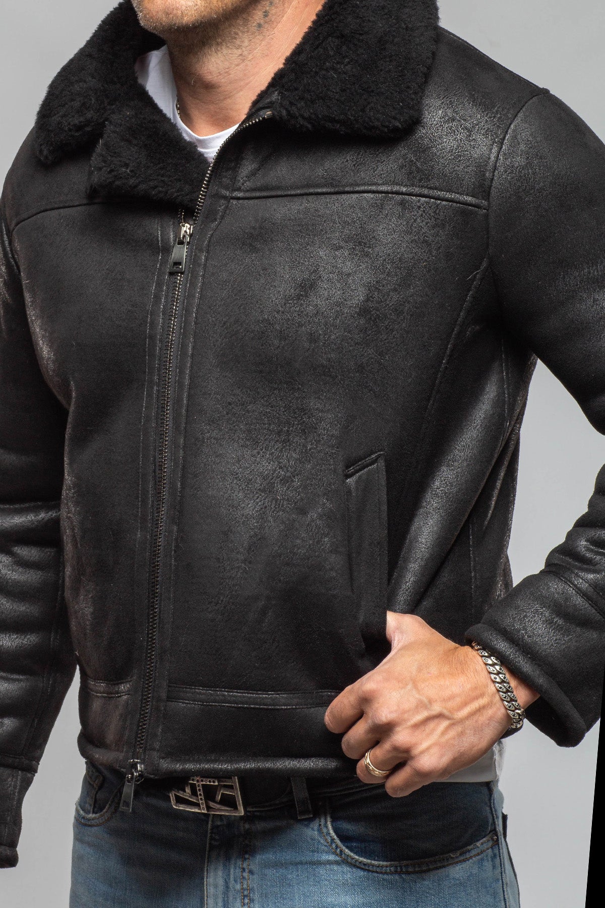 Gimo's Tahoe Shearling Bomber Samples - Mens - Outerwear - Shearling