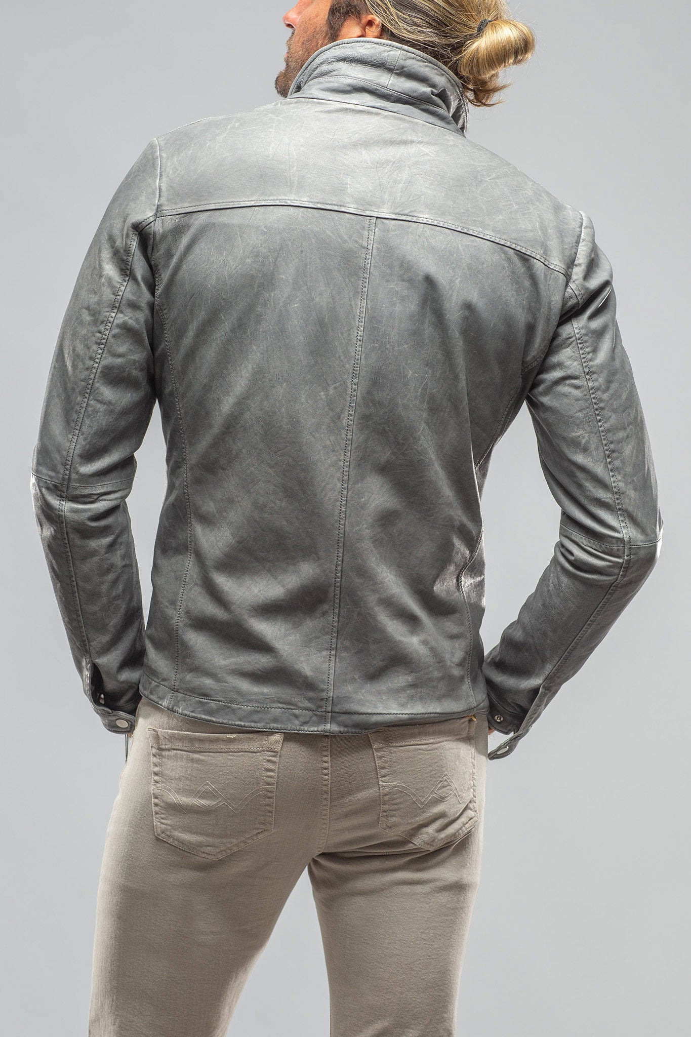 Gimo's Welgos Leather Jacket In Grey Mens - Outerwear - Leather
