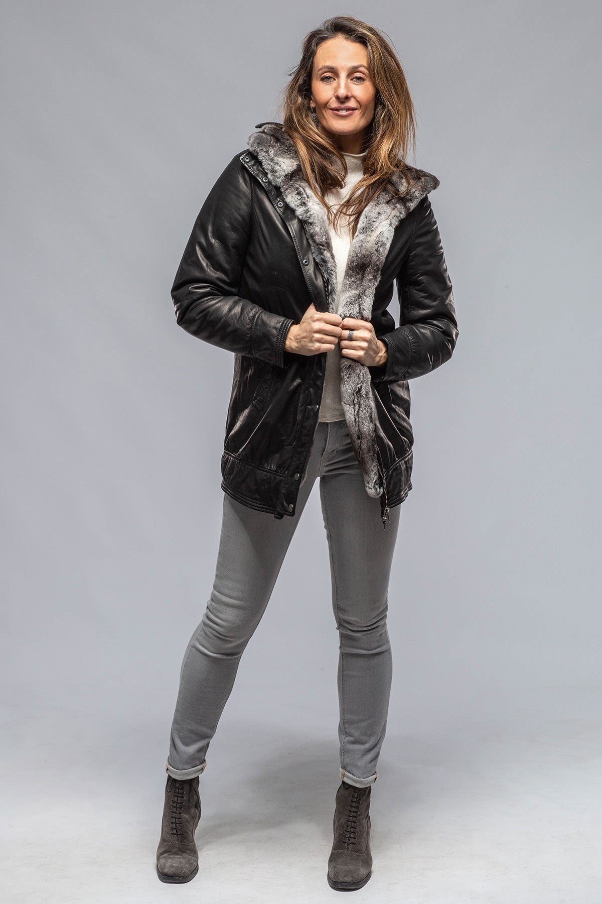 Gimo's Zoe Rex Interior Leather Coat Samples - Ladies - Outerwear - Shearling