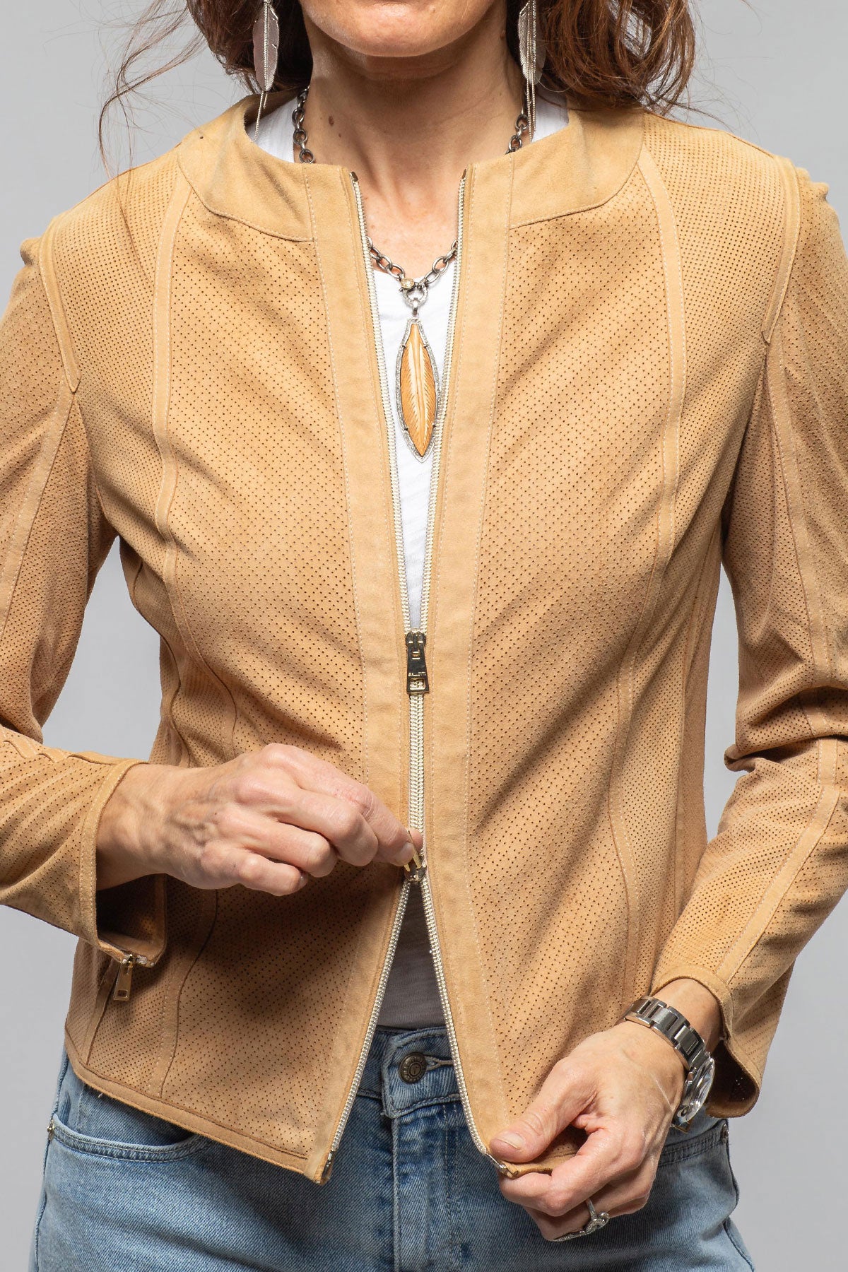 Gollatti Cora Perforated Suede Jacket Samples - Ladies - Outerwear - Leather