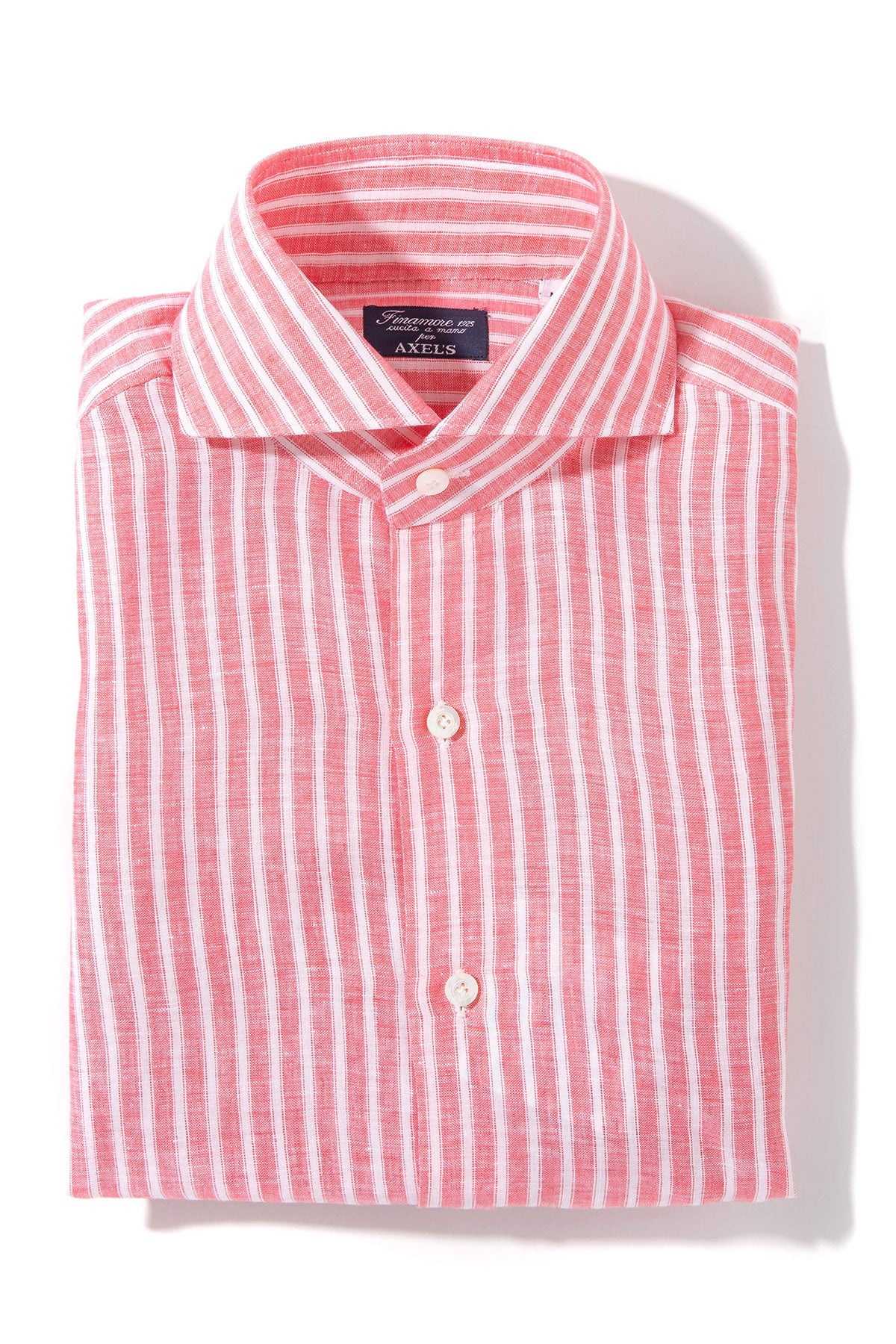 Bonobo Linen Washed Bengal Stripe In Red | Mens - Shirts - Dress | Finamore Napoli