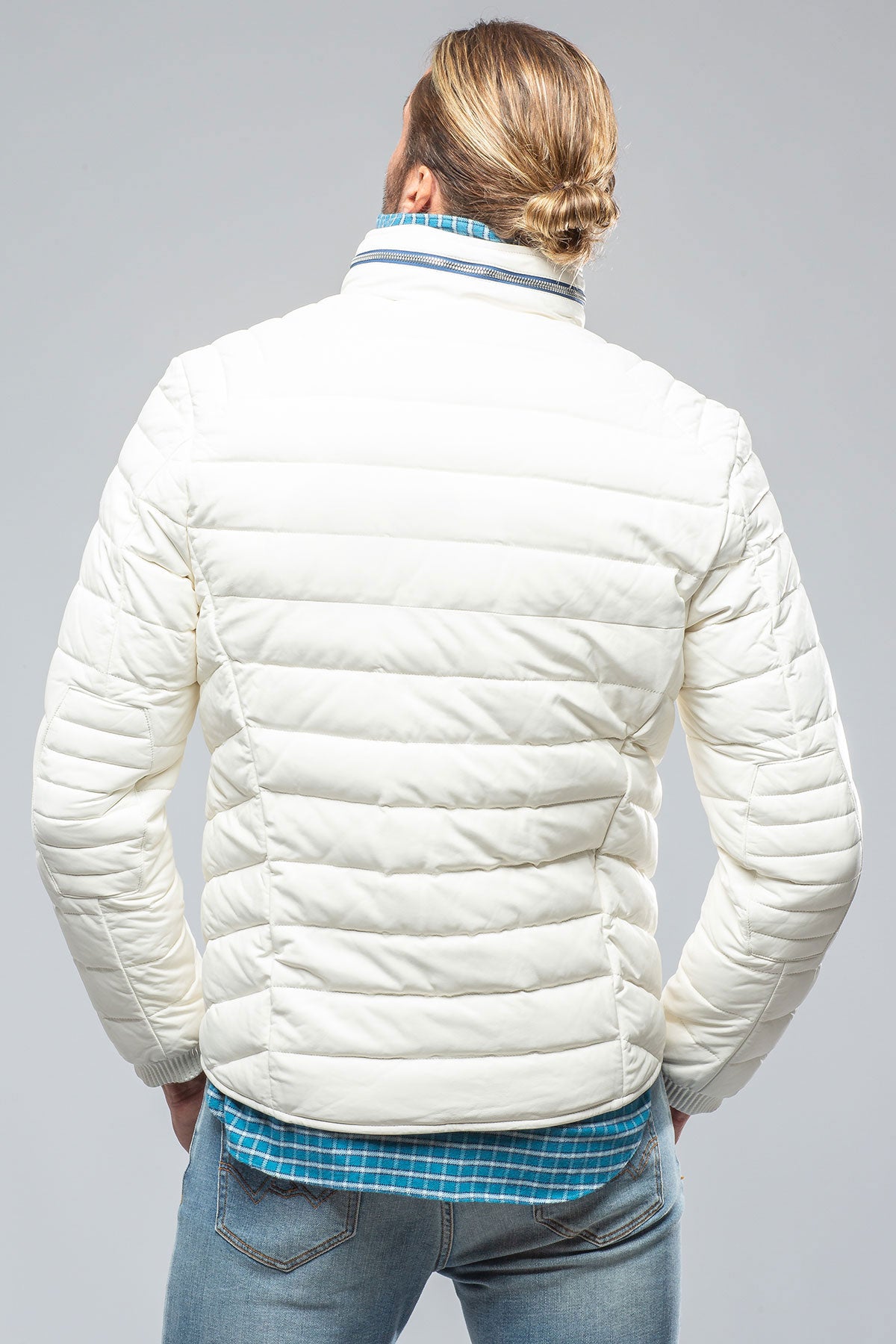 F1 Racer Down Jacket In White | Mens - Outerwear - Leather | Heinz Bauer