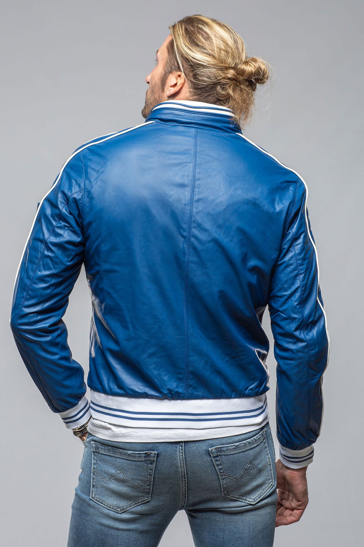 LS Race Jacket In Royal Blue | Mens - Outerwear - Leather | Heinz Bauer