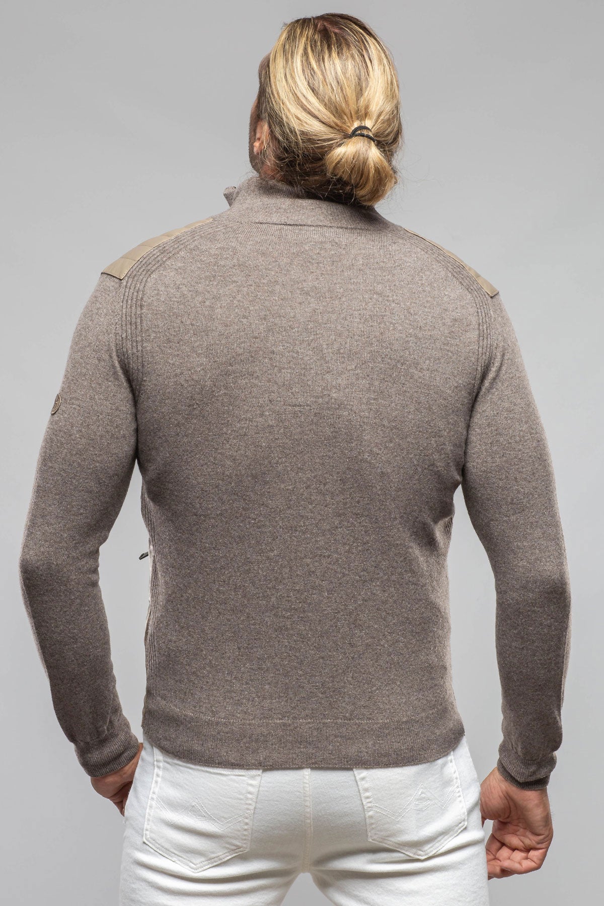Luge Racer Sweater Jacket In Gold Sand | Mens - Outerwear - Leather | Heinz Bauer