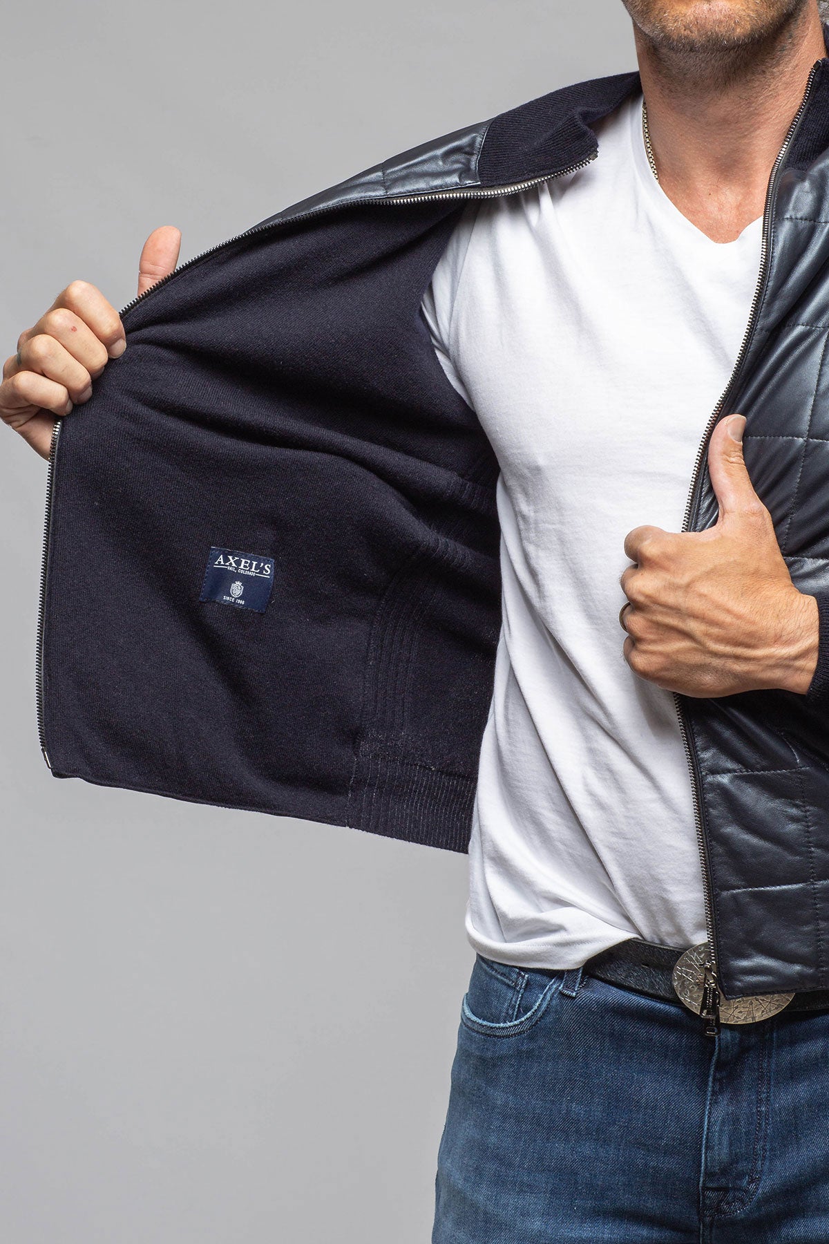 Heinz Bauer Luge Racer Sweater Jacket In Navy Mens - Outerwear - Leather