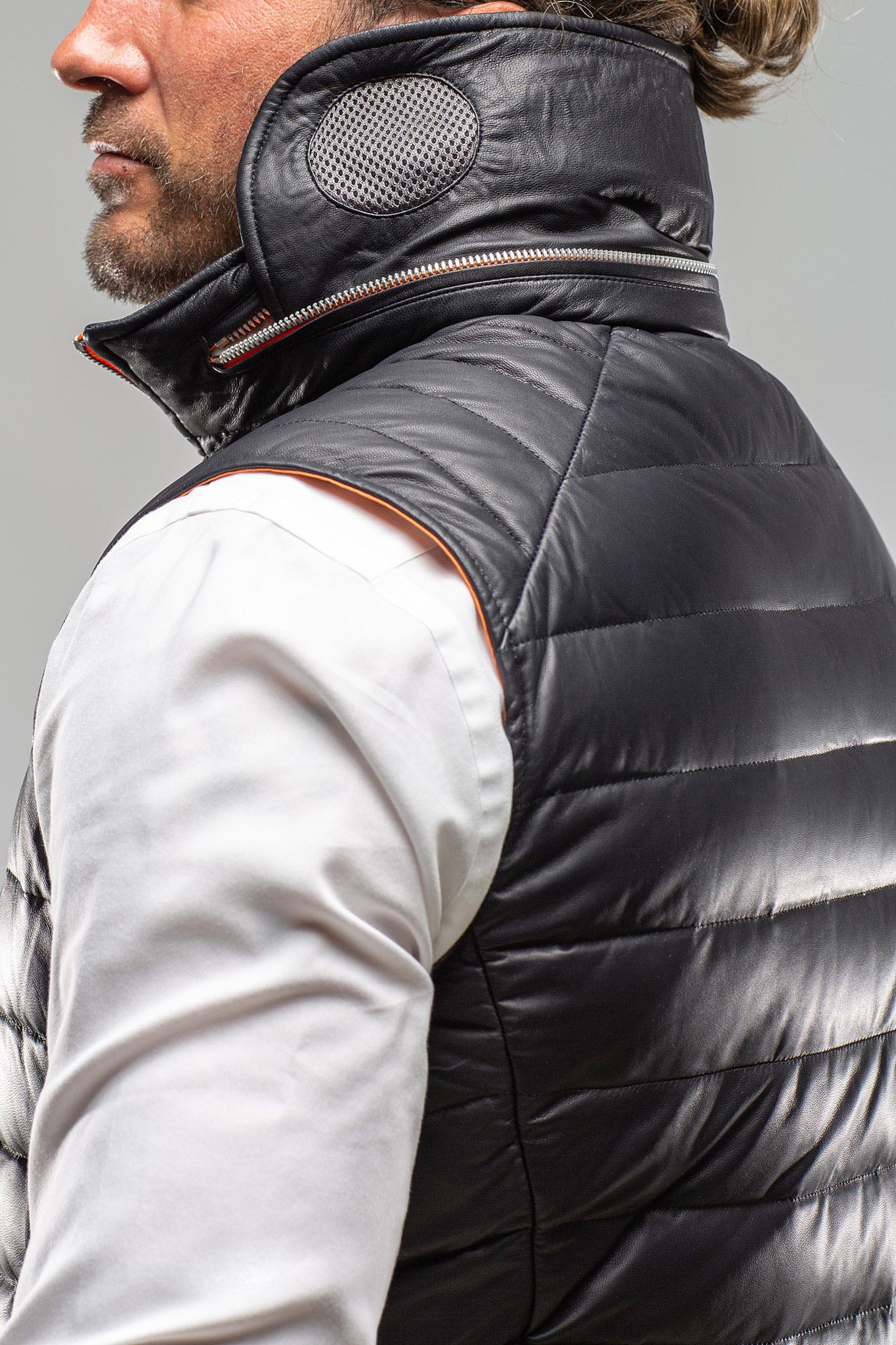 Heinz Bauer Saxan Leather Vest In Navy Mens - Outerwear - Leather