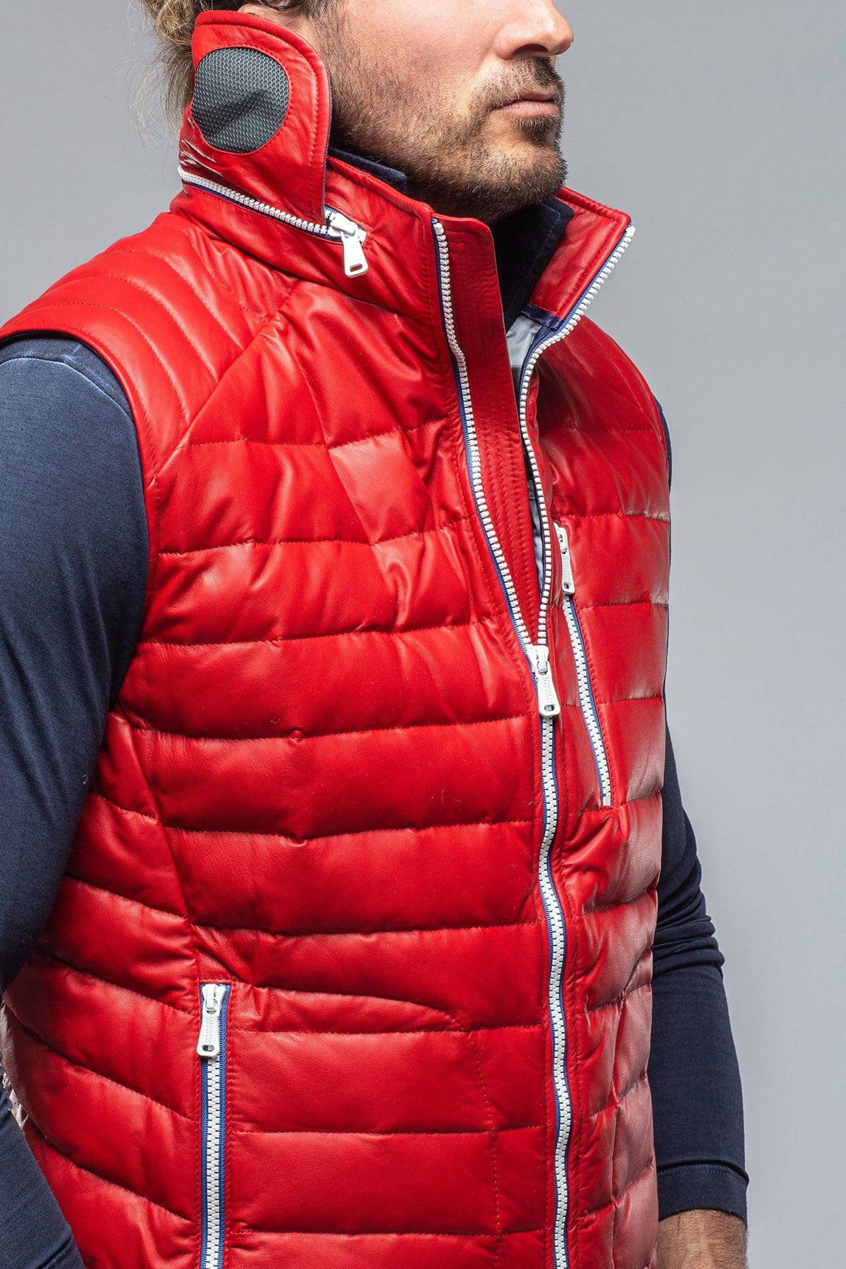 Heinz Bauer Saxan Leather Vest In Red Mens - Outerwear - Leather