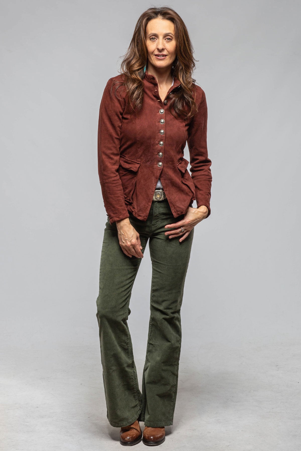 Scarlet Washed Suede Shirt In Burgundy | Ladies - Outerwear - Leather | Axel's Renegade