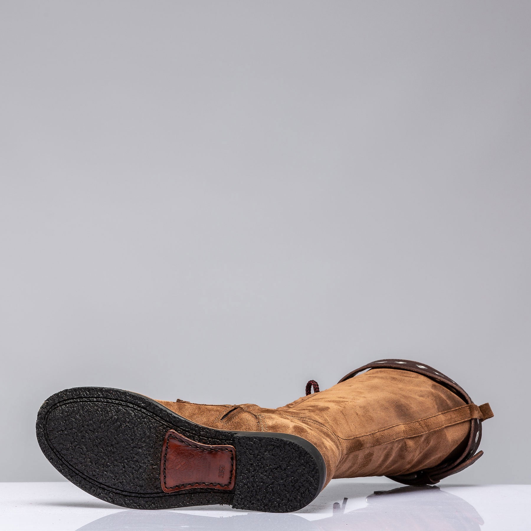 Alps Tall Lace Up Boot W/ Buckle In Cognac Suede