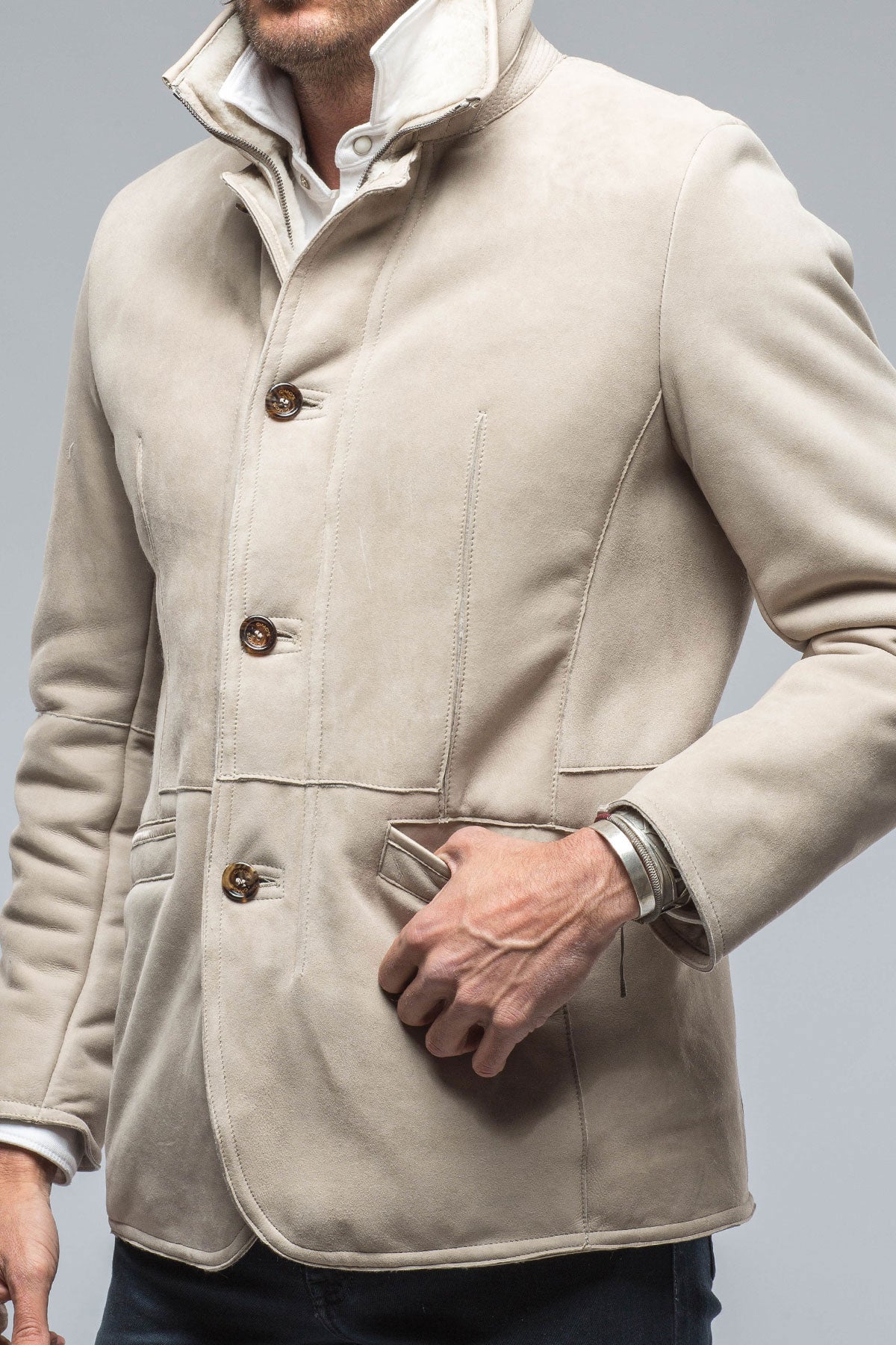 Antonio Shearling Jacket in Light Sand | Mens - Outerwear - Shearling | Gimo's