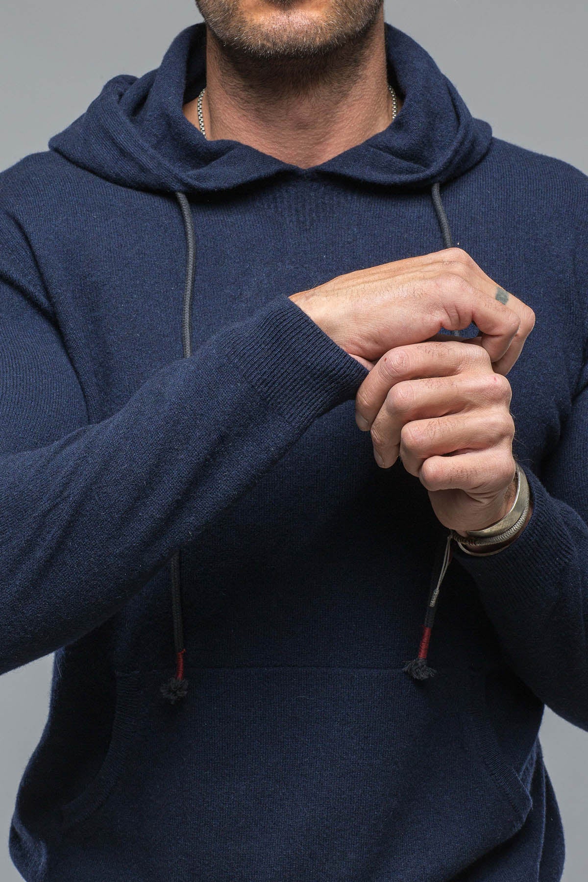 Florio Hooded Cashmere Sweater in Navy | Mens - Sweaters | Stile Latino