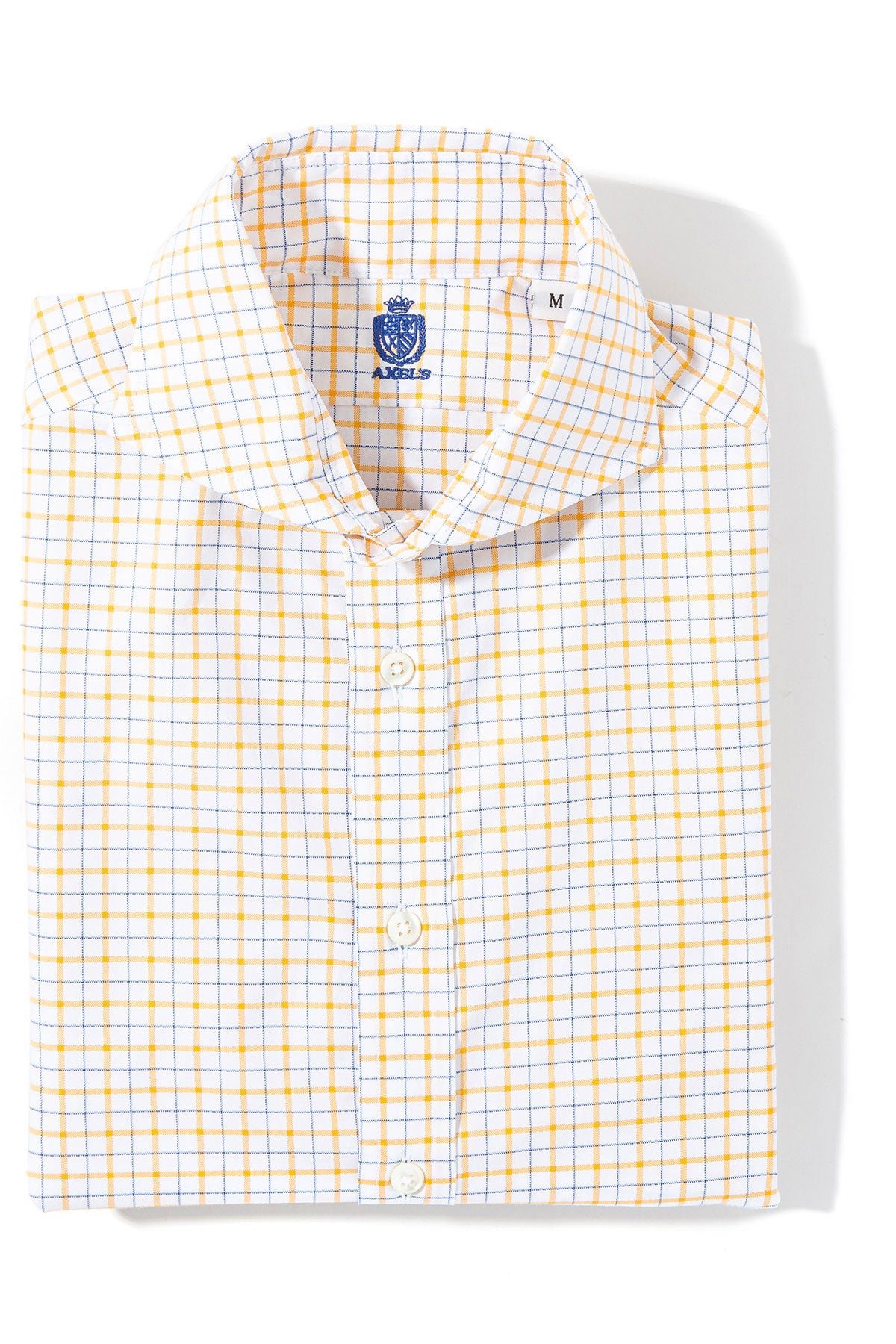 Panamera Cotton Check Shirt In Yellow w Blue | Mens - Shirts - Dress | Axels-Is