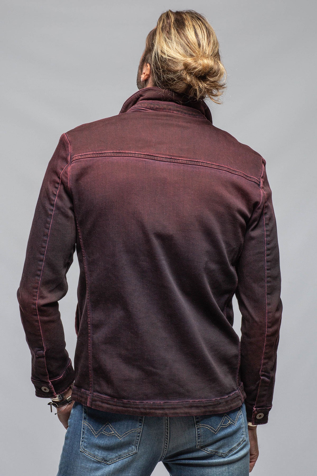 Chase Denim Jacket In Bordeaux | Mens - Outerwear - Overshirts | Teleria Zed