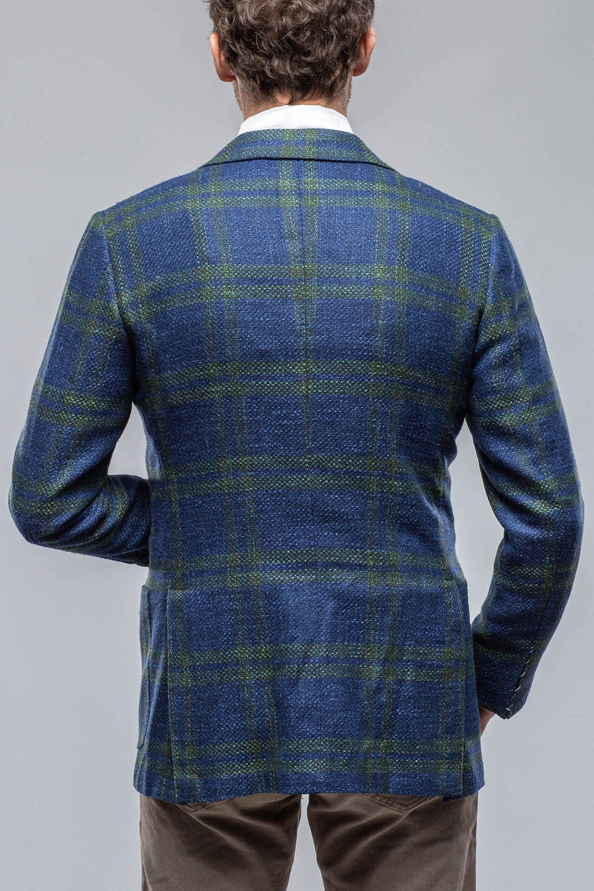 Elko Cashmere Sport Coat in Blue and Green | Mens - Tailored - Sport Coats | Kiton