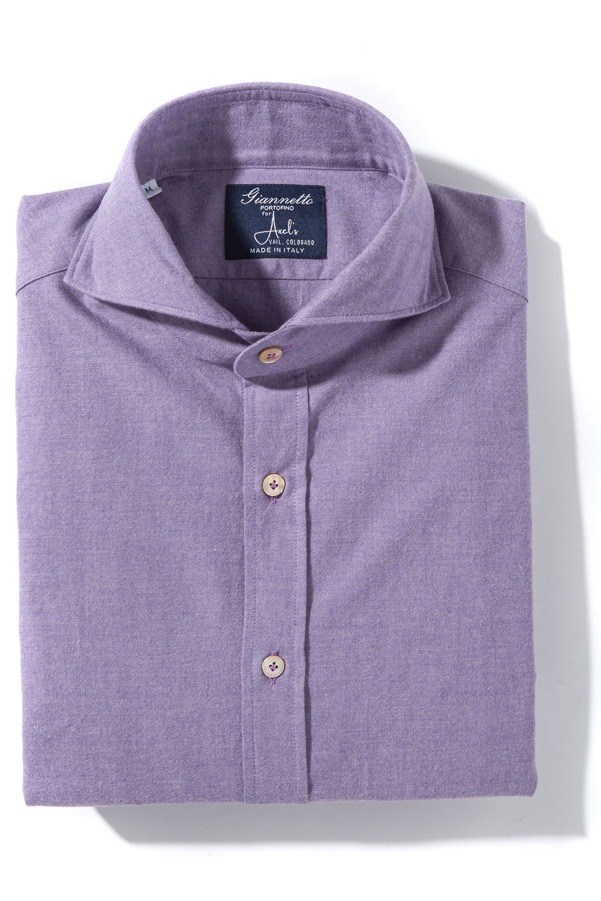 Stanovoy Solid Brushed Cotton Shirt In Purple | Mens - Shirts - Dress | Giannetto Portofino