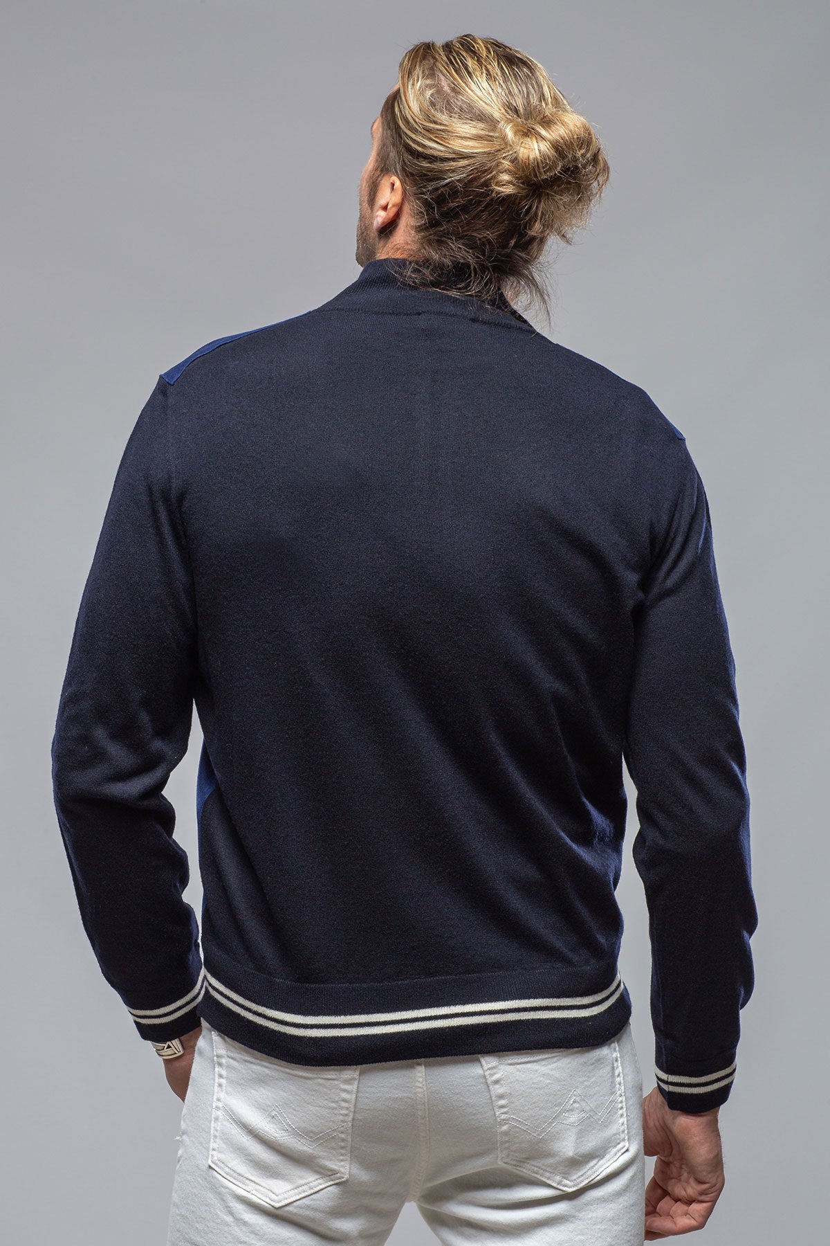 Entoto Cashmere Baseball Jacket In Navy