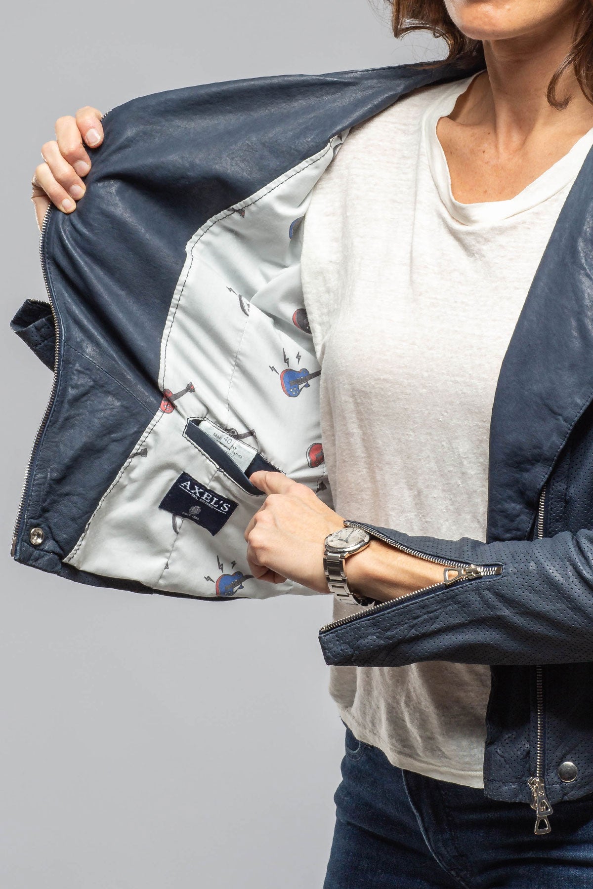 Chrissie Perforated Leather Side Zip | Ladies - Outerwear - Leather | Axels