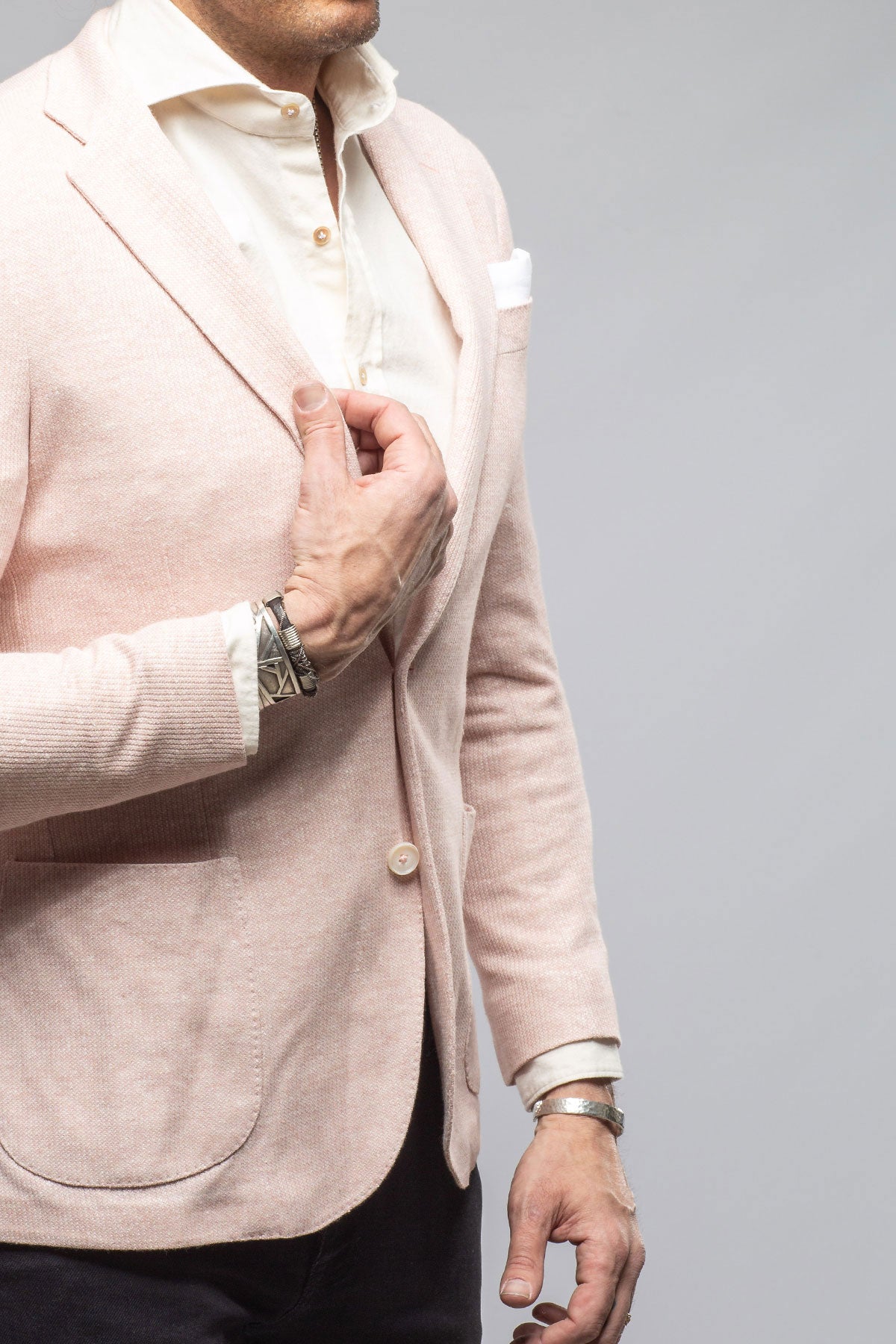 Giorgio Unconstructed Blazer In Salmon Melange