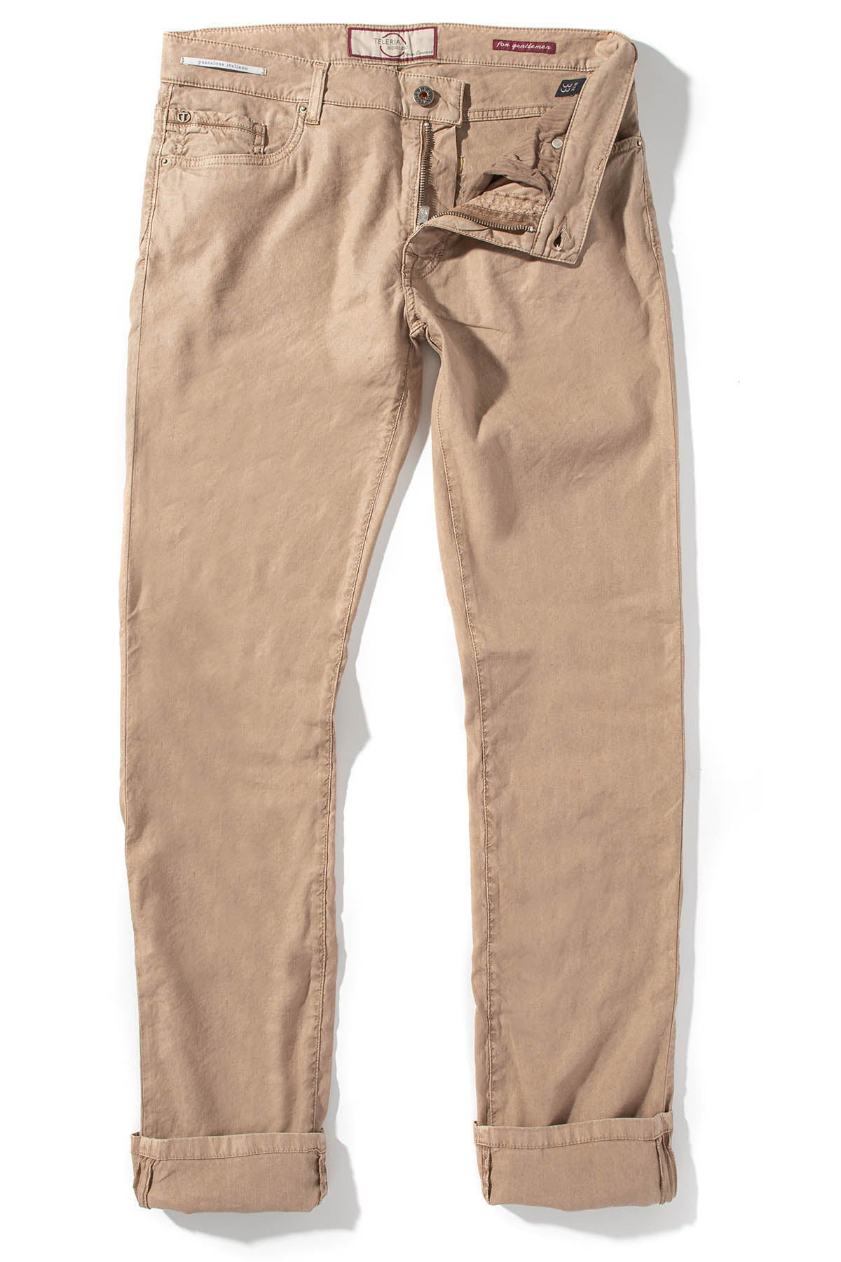 Barbados 5-Pocket Stretch Linen In Beige | Mens - Pants - 5 Pocket | Teleria Zed