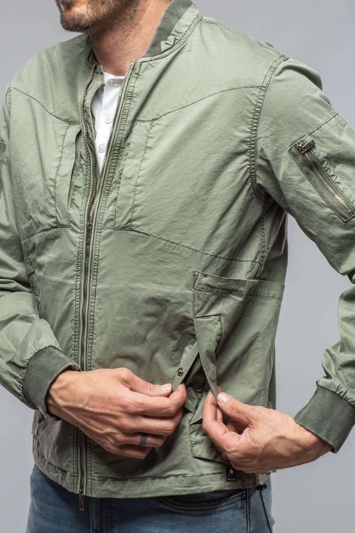 Keeling Nauru Cargo Jacket In Olivine Mens - Outerwear - Lightweight