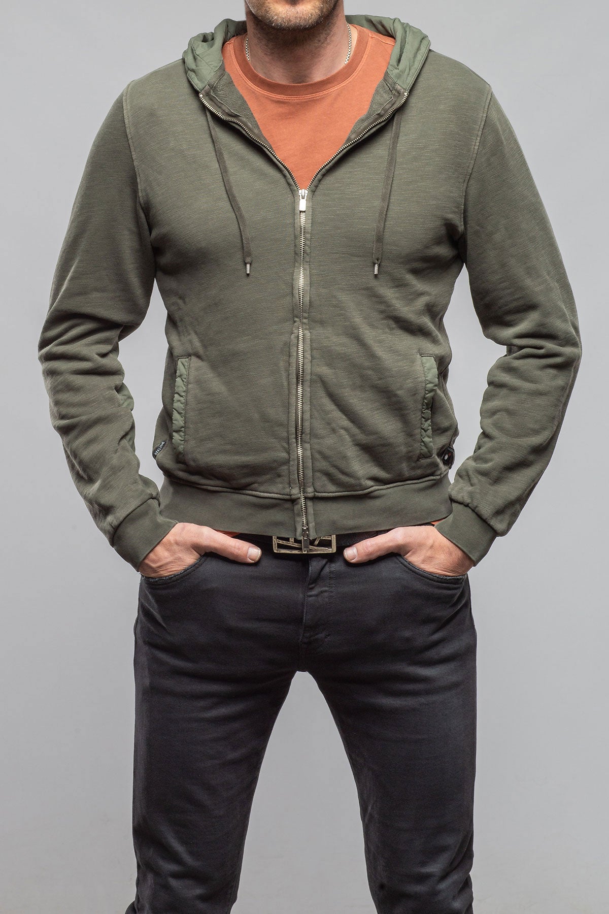 Sibut Zip Hoddie In Olivine | Mens - Outerwear - Overshirts | Keeling