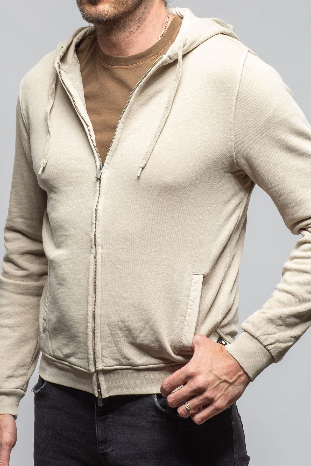 Sibut Zip Hoodie In Khaki | Mens - Outerwear - Overshirts | Keeling