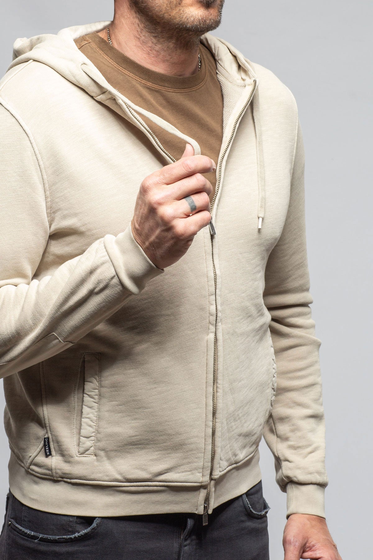 Sibut Zip Hoodie In Khaki | Mens - Outerwear - Overshirts | Keeling
