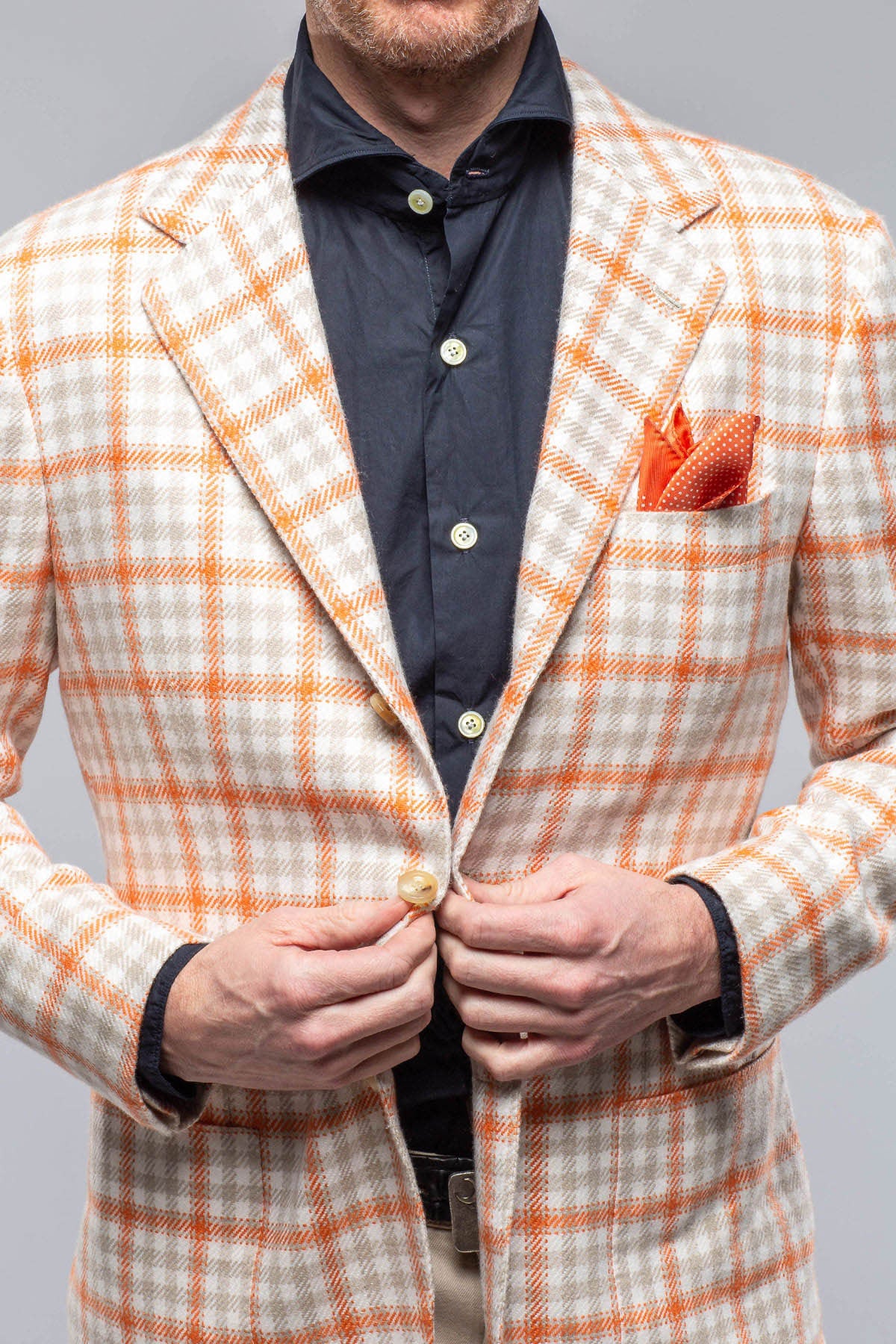 Kiton Eagan Cashmere Sport Coat in Cream and Orange Mens - Tailored - Sport Coats