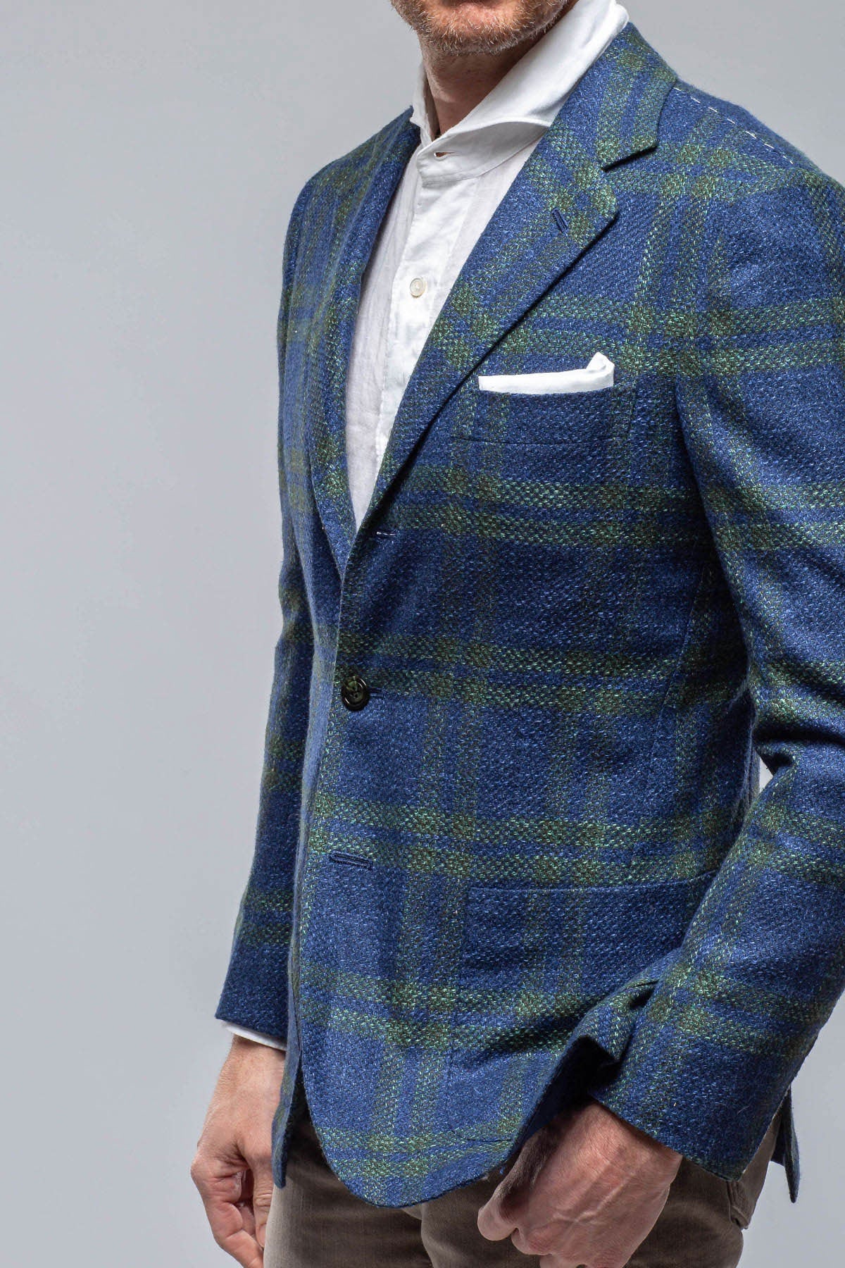 Kiton Elko Cashmere Sport Coat in Blue and Green Mens - Tailored - Sport Coats