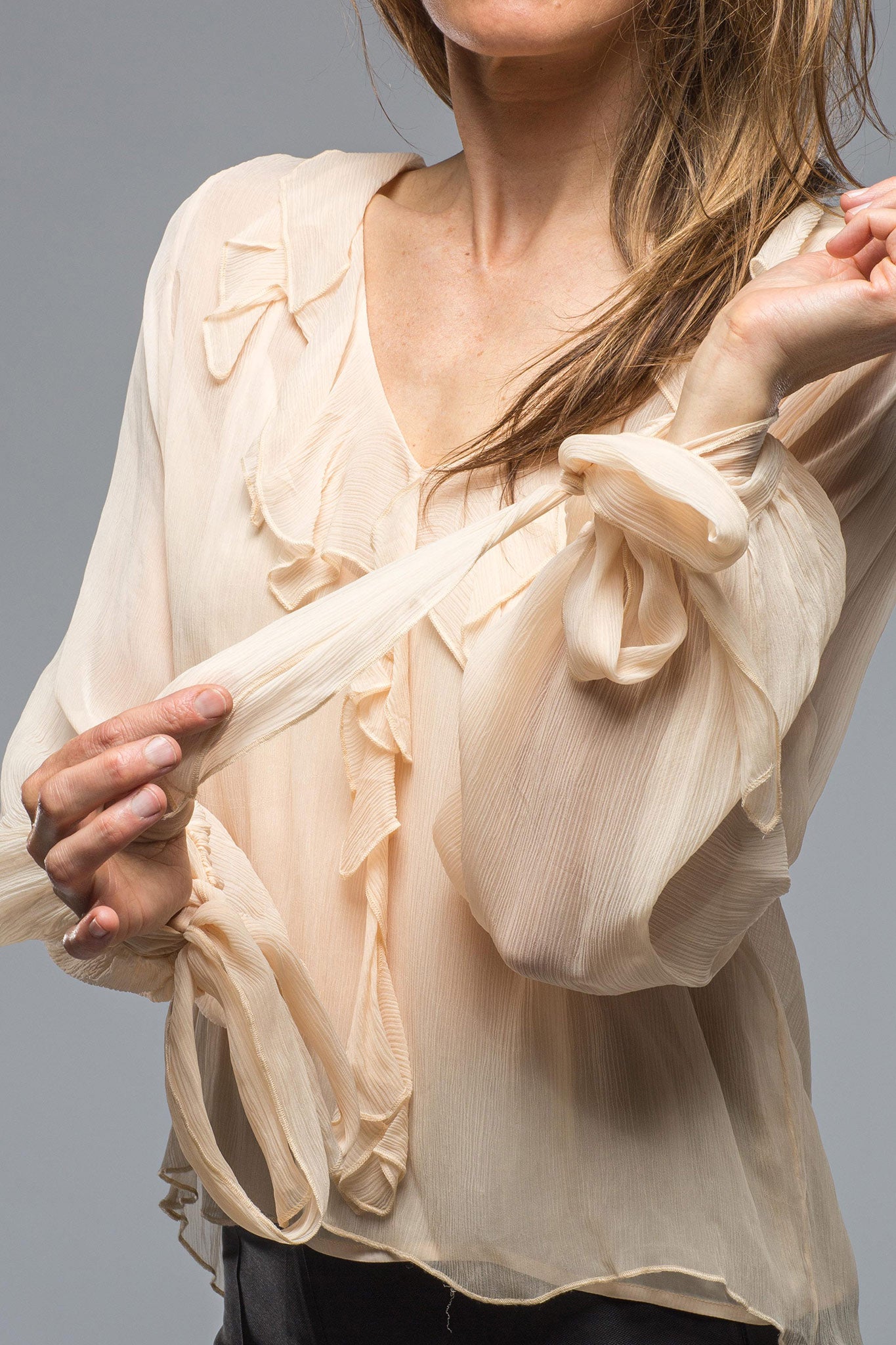 Swing Blouse In Nude Chiffon | Ladies - Blouses | T.ba