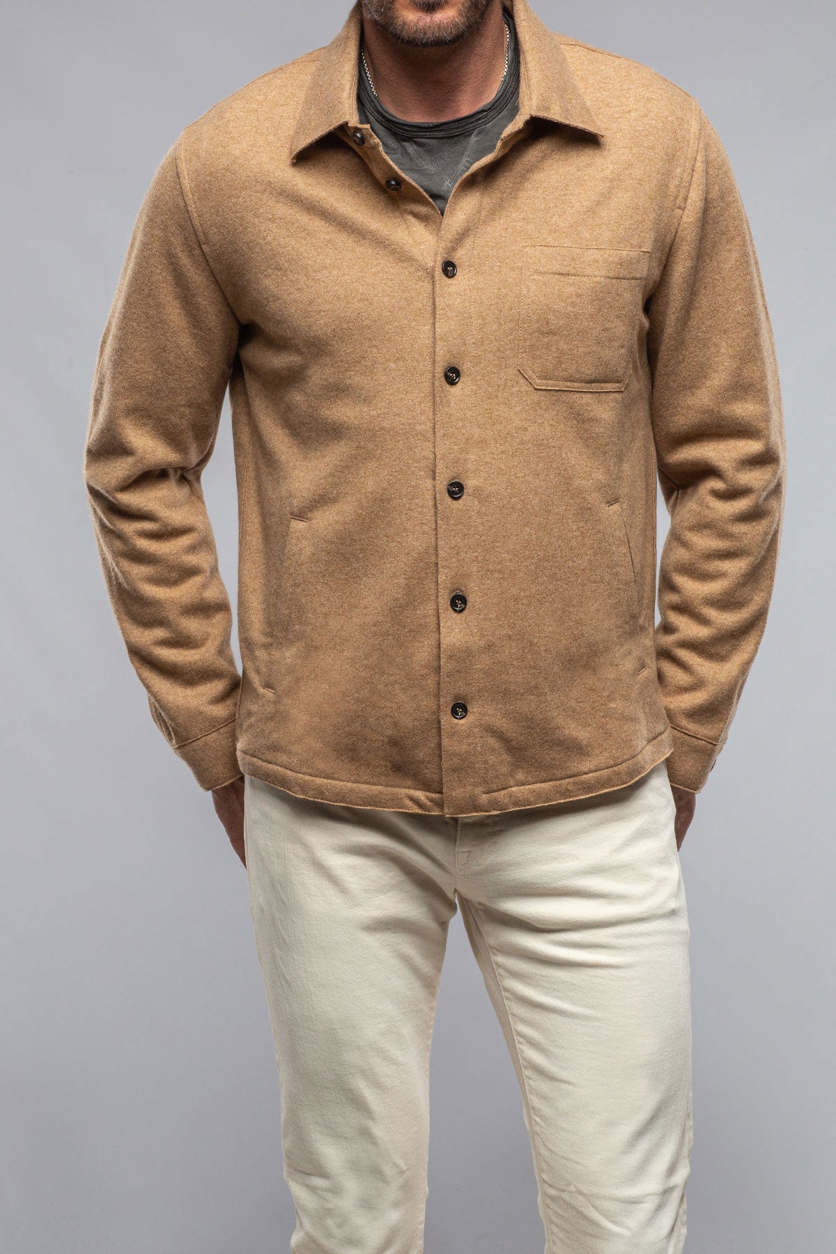 Sooter Cashmere Shirt In Camel | Mens - Sweaters | Baldassari