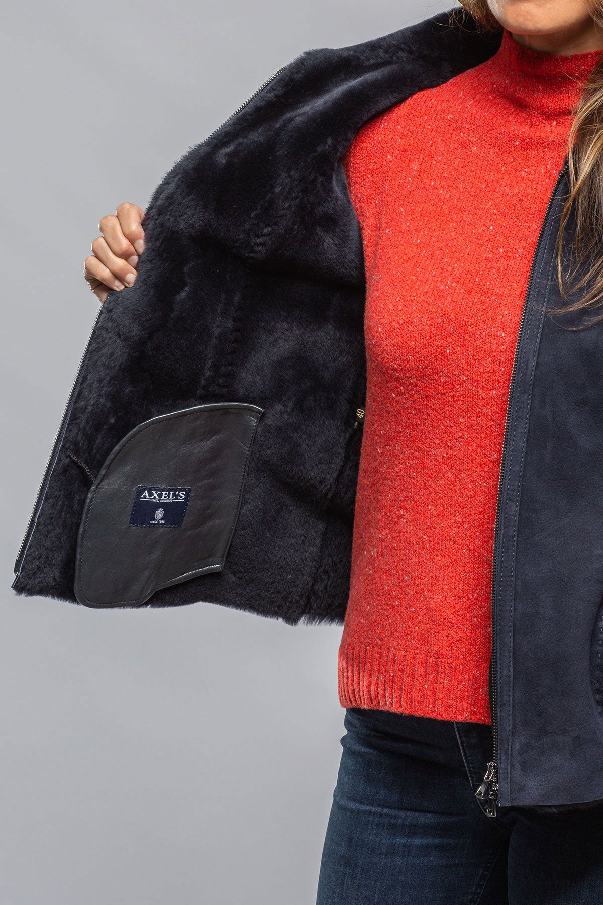 Geneva Shearling Vest In Blue | Ladies - Outerwear - Shearling | Axels