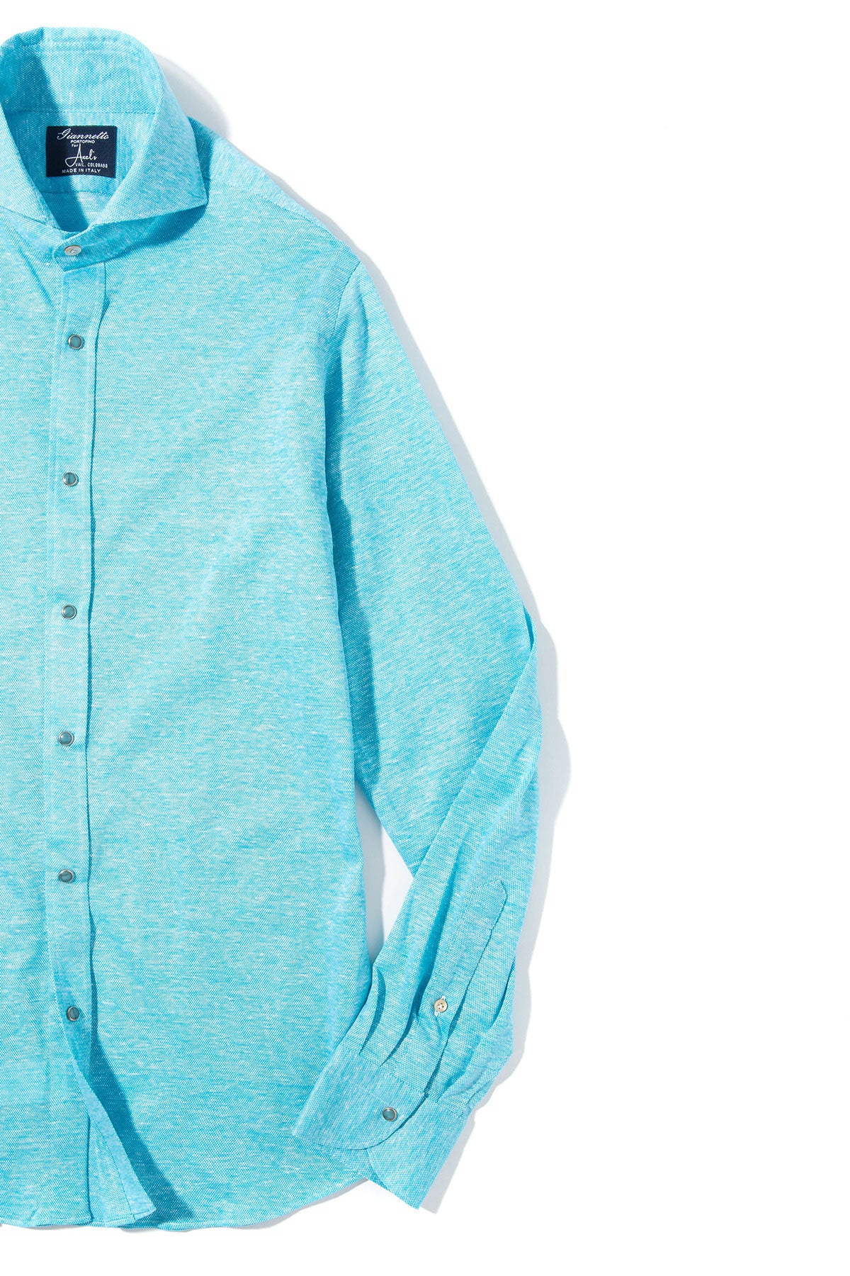 Schwinn Cotton Linen Shirt in Turquoise | Mens - Shirts - Dress | Giannetto Portofino