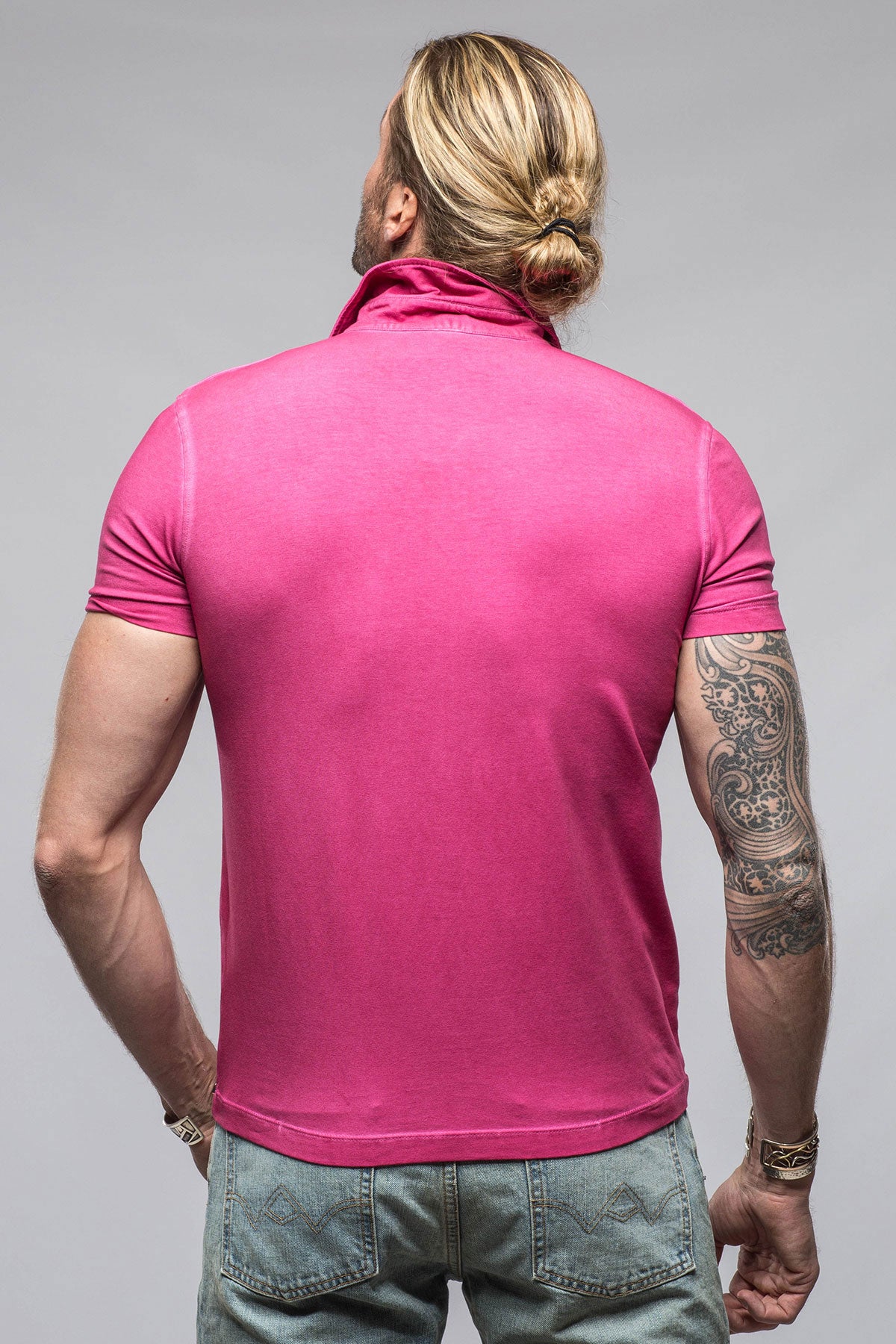 Toulour SS Woven Polo in Raspberry | Mens - Shirts - Polos | Dune