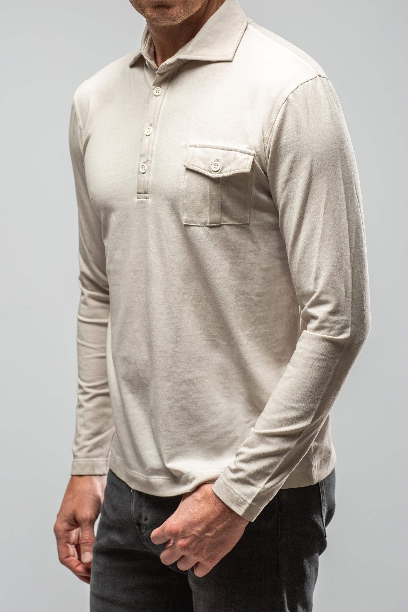 Cafe Paco LS Polo Shirt In Sasso | Mens - Shirts - Polos | Dune