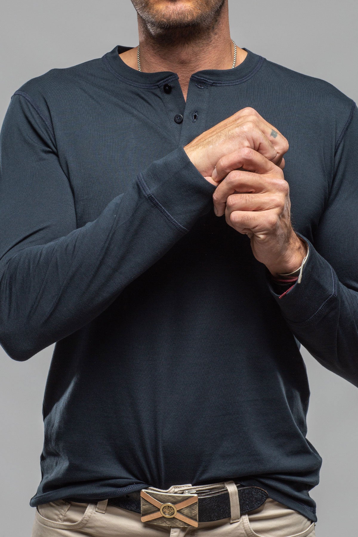 Coronado Cotton LS Henley in Navy | Mens - Shirts - T-Shirts | Georg Roth