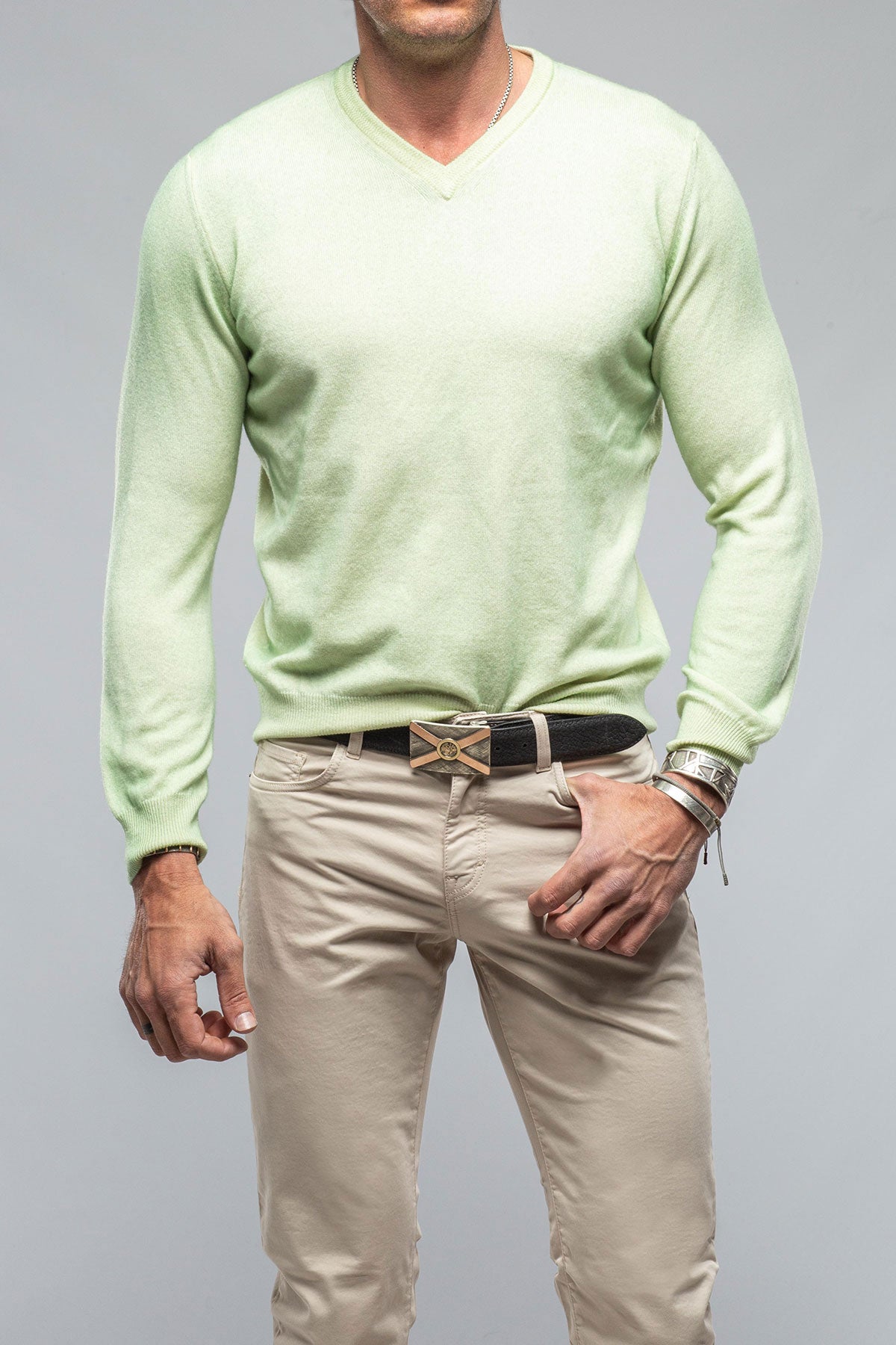 Tanzia Kid Cashmere In Lime Green | Mens - Sweaters | Colombo