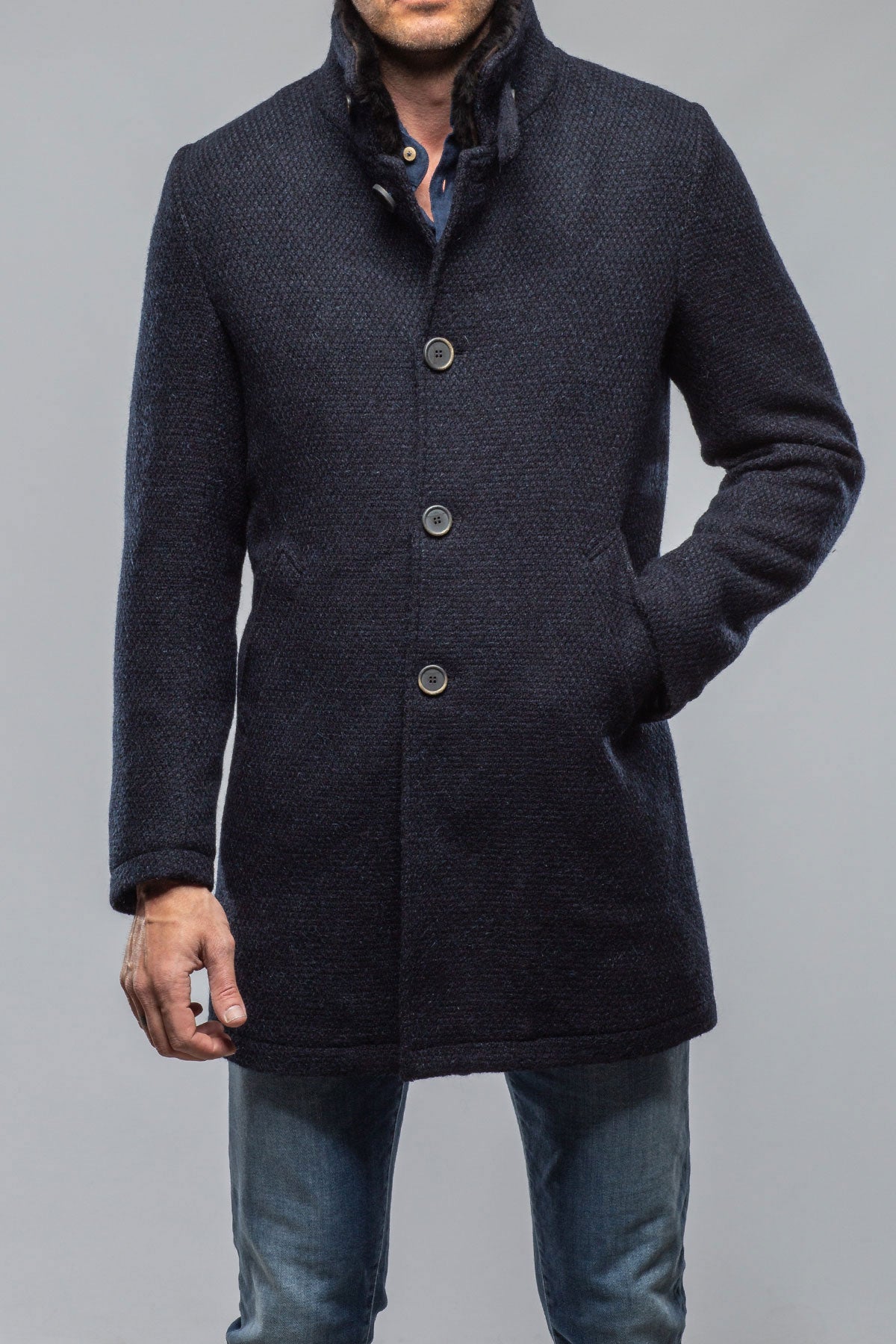 Vancouver Knit Coat In Navy | Warehouse - Mens - Outerwear - Cloth | Gimo's