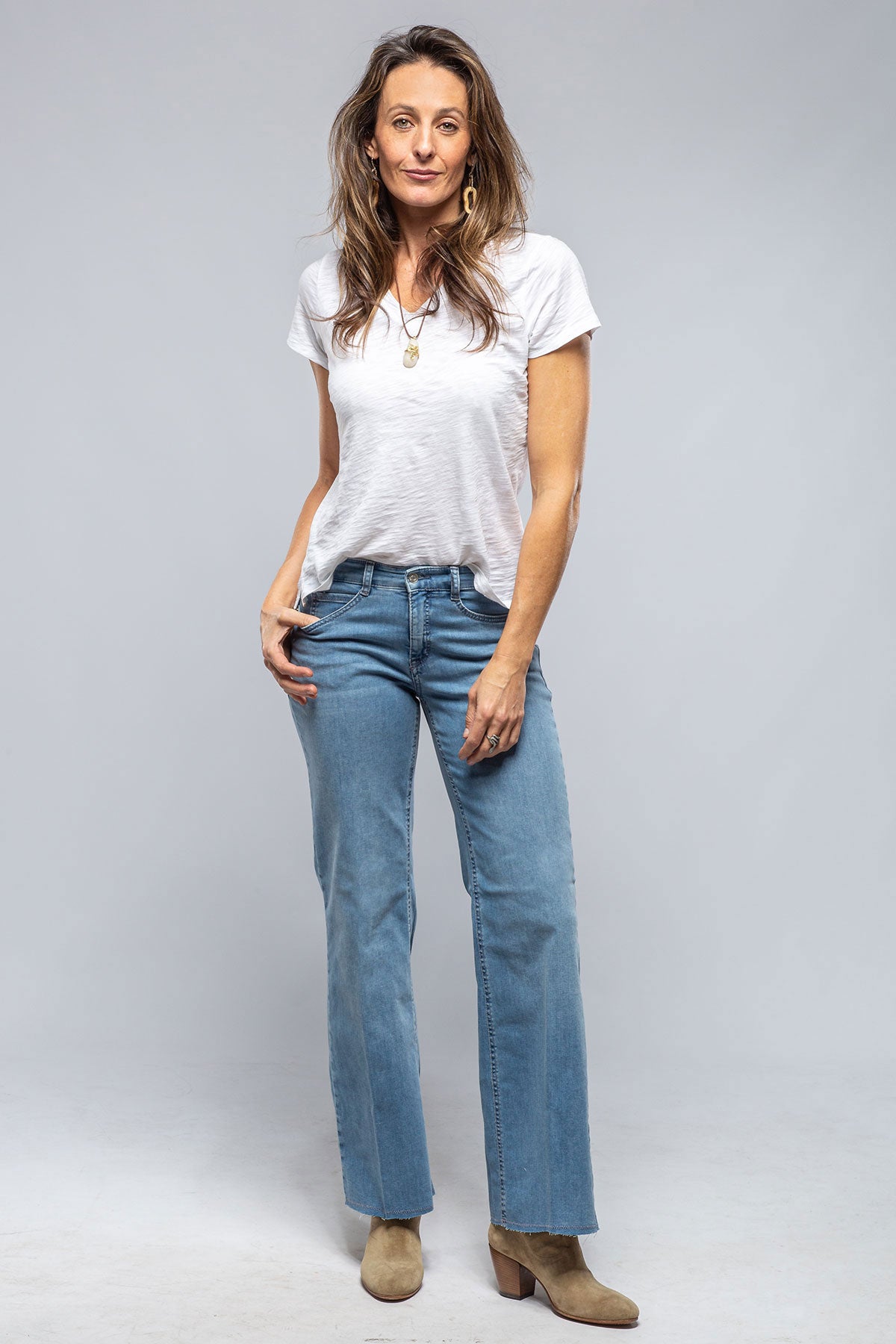 Mac Jeans MAC Dream Wide Fringe In Baby Blue Ladies - Pants - Jeans
