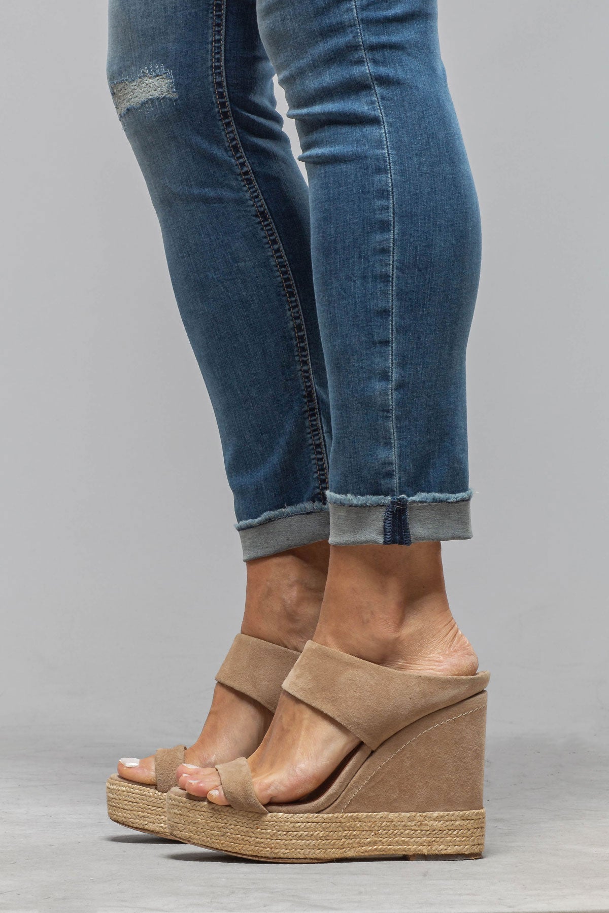 Mac Jeans MAC Rich Slim Cropped Fringe in Navy Heavy Destroyed Ladies - Pants - Jeans