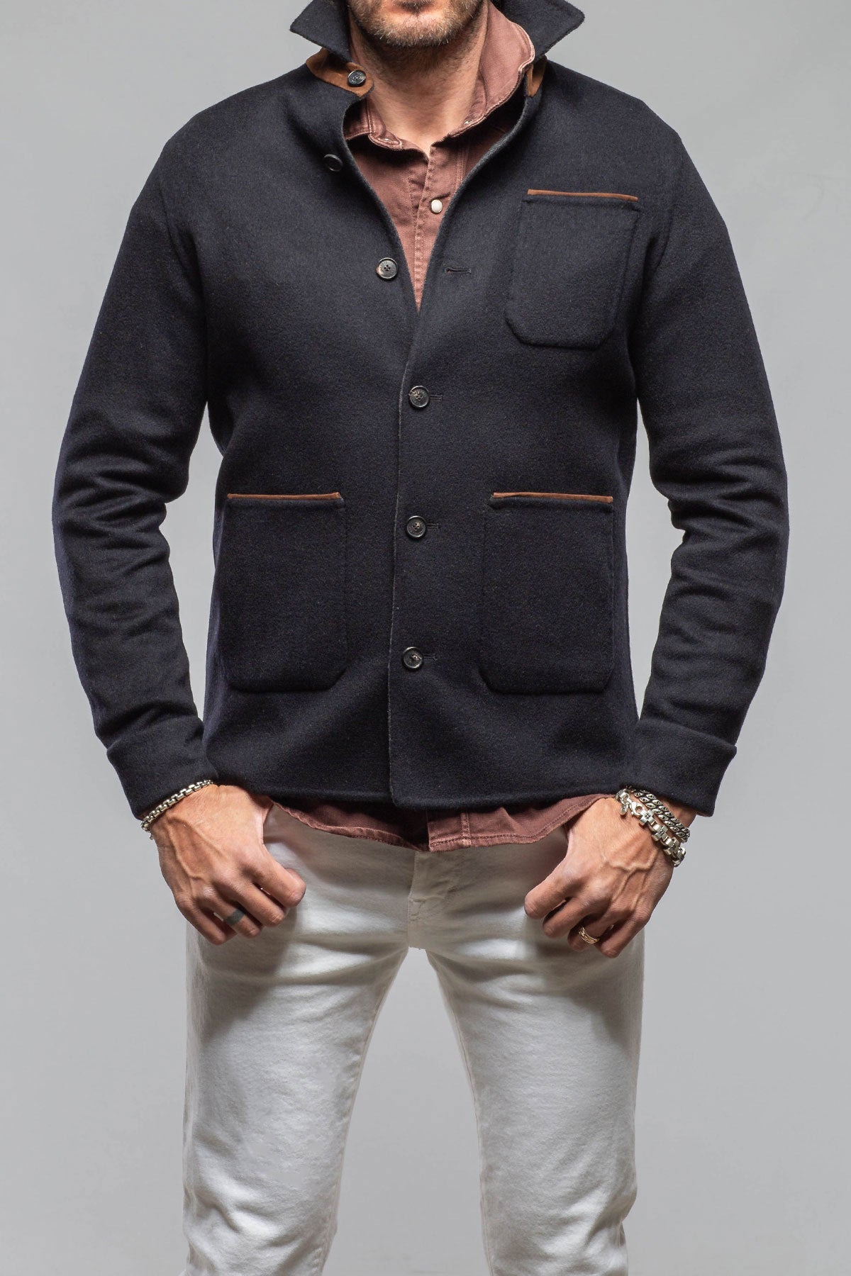 Manto Absaroka Cashmere Jacket In Navy Mens - Outerwear - Cloth