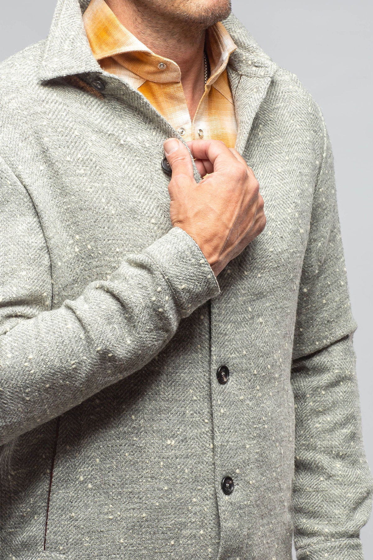 Manto Bitterroot Donegal Overshirt In Grey Mens - Outerwear - Overshirts