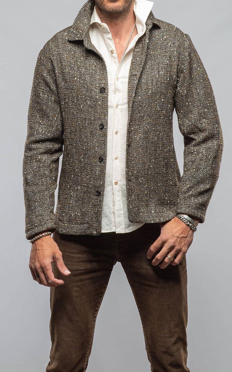 Manto Black Reef Donegal Overshirt In Tweed Mens - Outerwear - Overshirts